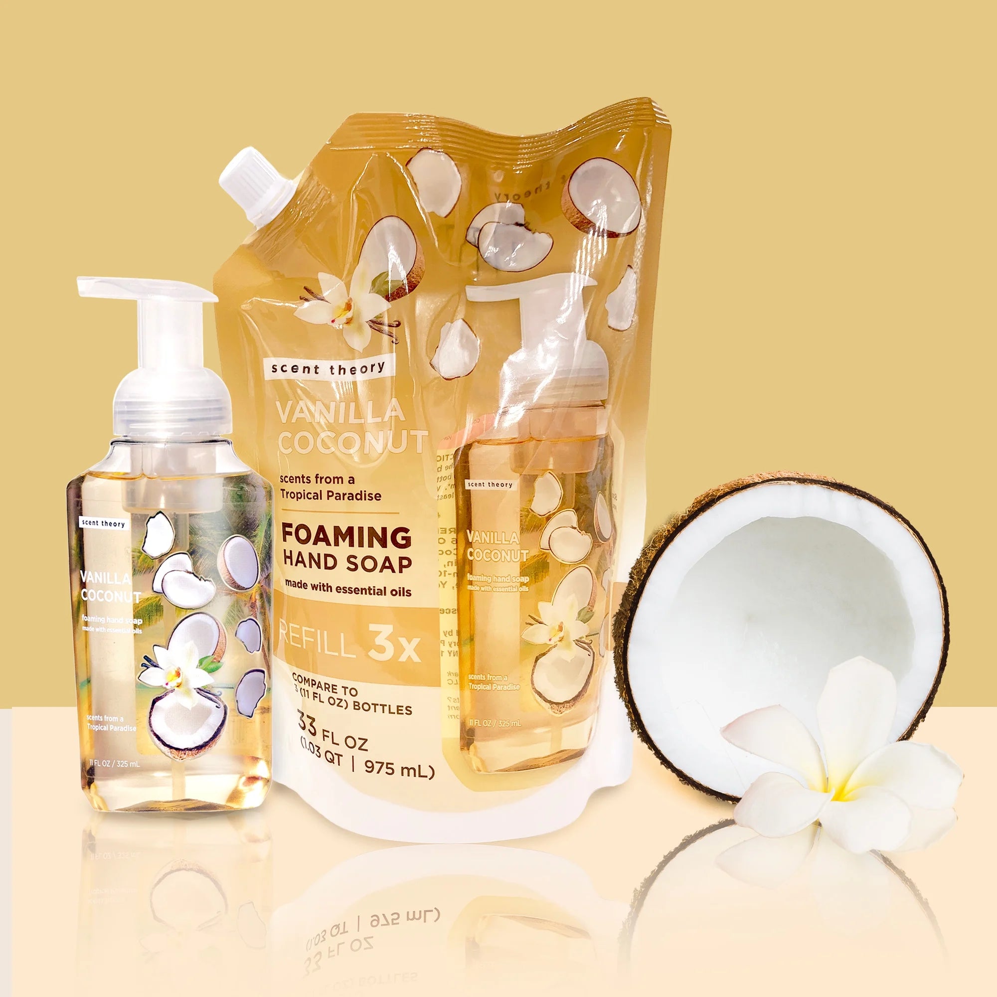 (6 Pack)  Foaming Hand Soap Refill, Vanilla Coconut, 33 Fl Oz Pouch