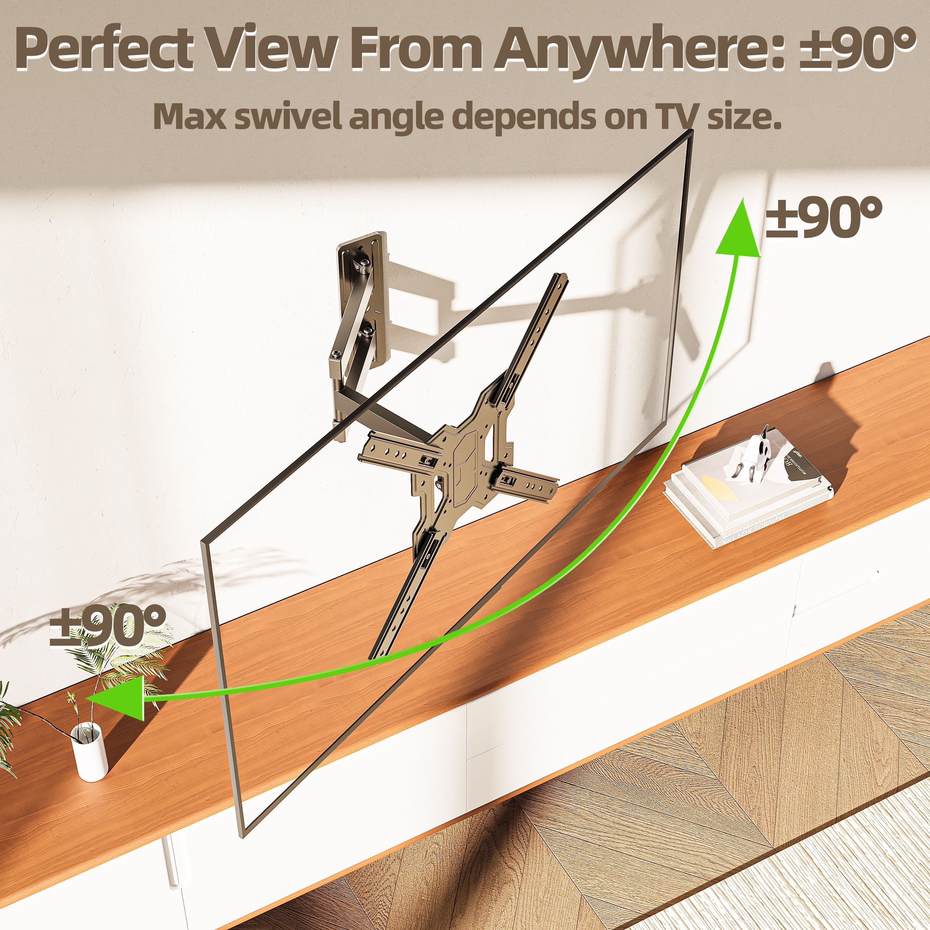 Full Motion TV Wall Mount Bracket with Swivel Arm for 23 to 55 Inch Tvs, Holds up to 77 Lbs