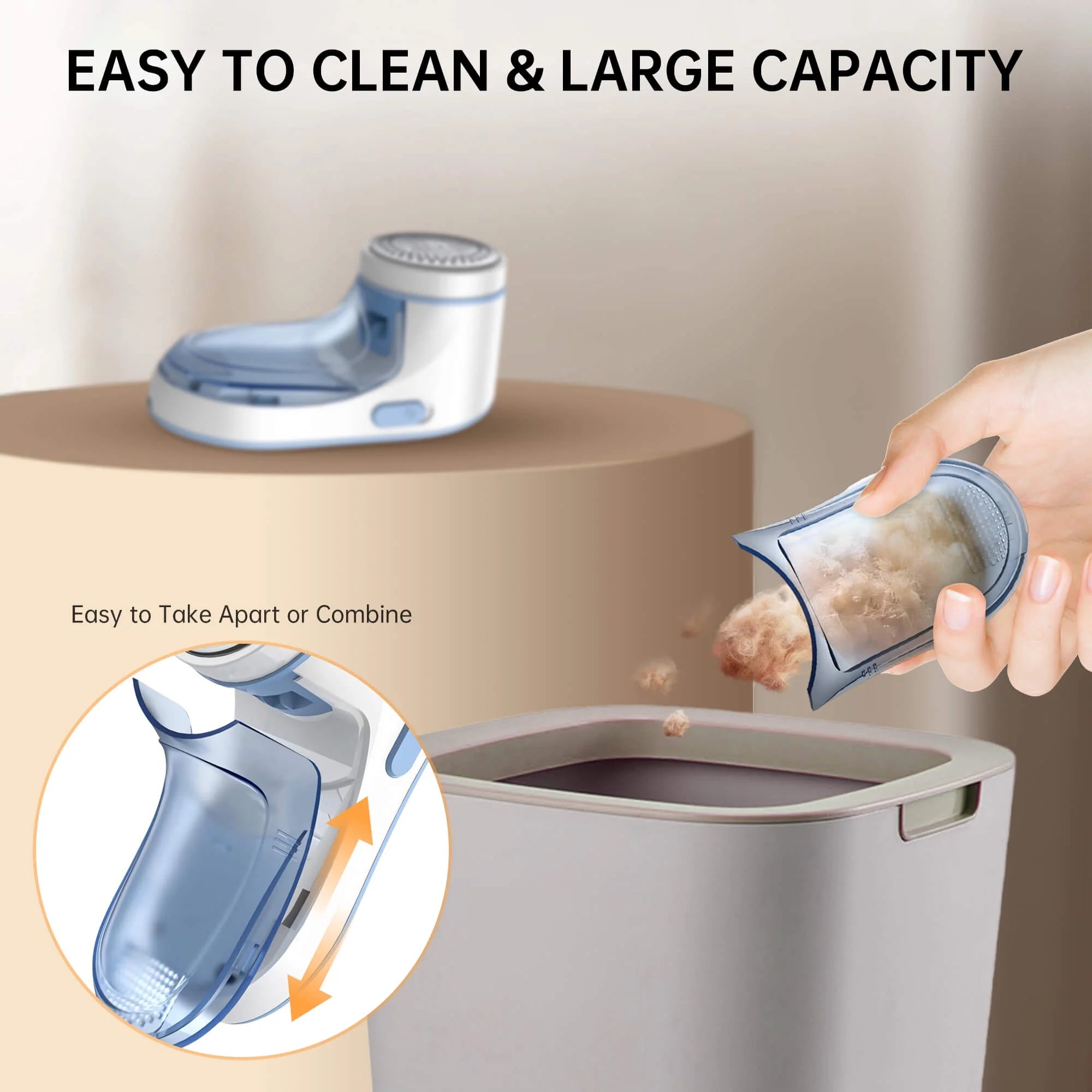 Lint Remover Rechargeable, Electric Portable Sweater Defuzzer with 2 Spare Blades, Blue