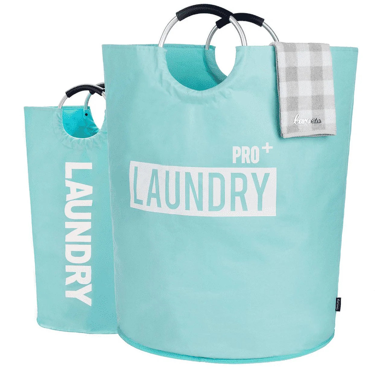 Super Large 150L Laundry Hamper Pro, Waterproof Laundry Basket, Clothes Hamper Stands up Well, Laundry Bag with Padded Handles, Collapsible Laundry Basket Easy Storage (Light Blue)