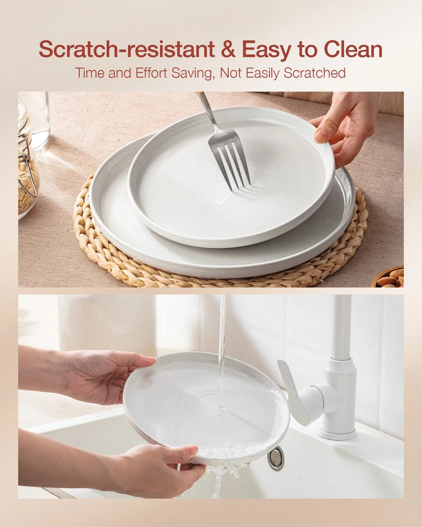 Plates and Bowls Set, 12 Piece Stoneware Dinnerware Sets, Multicolor