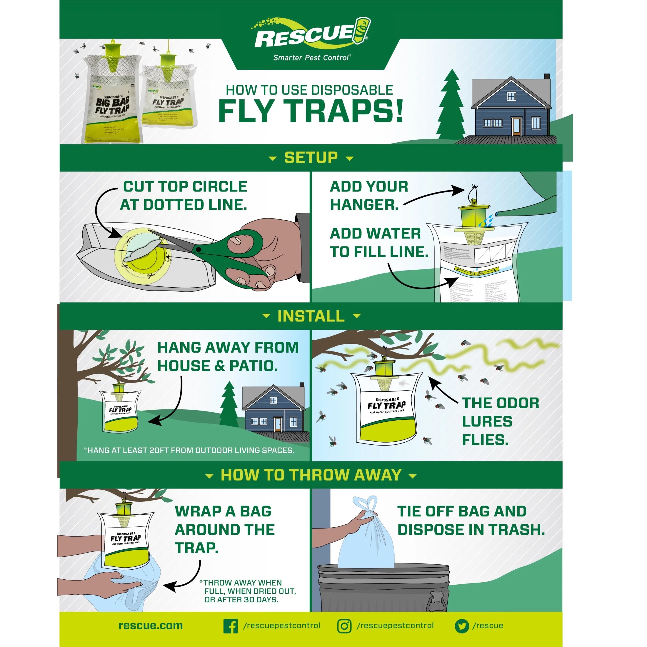 (2 Pack)  Outdoor Disposable Hanging Fly Trap, 1 Resin Trap