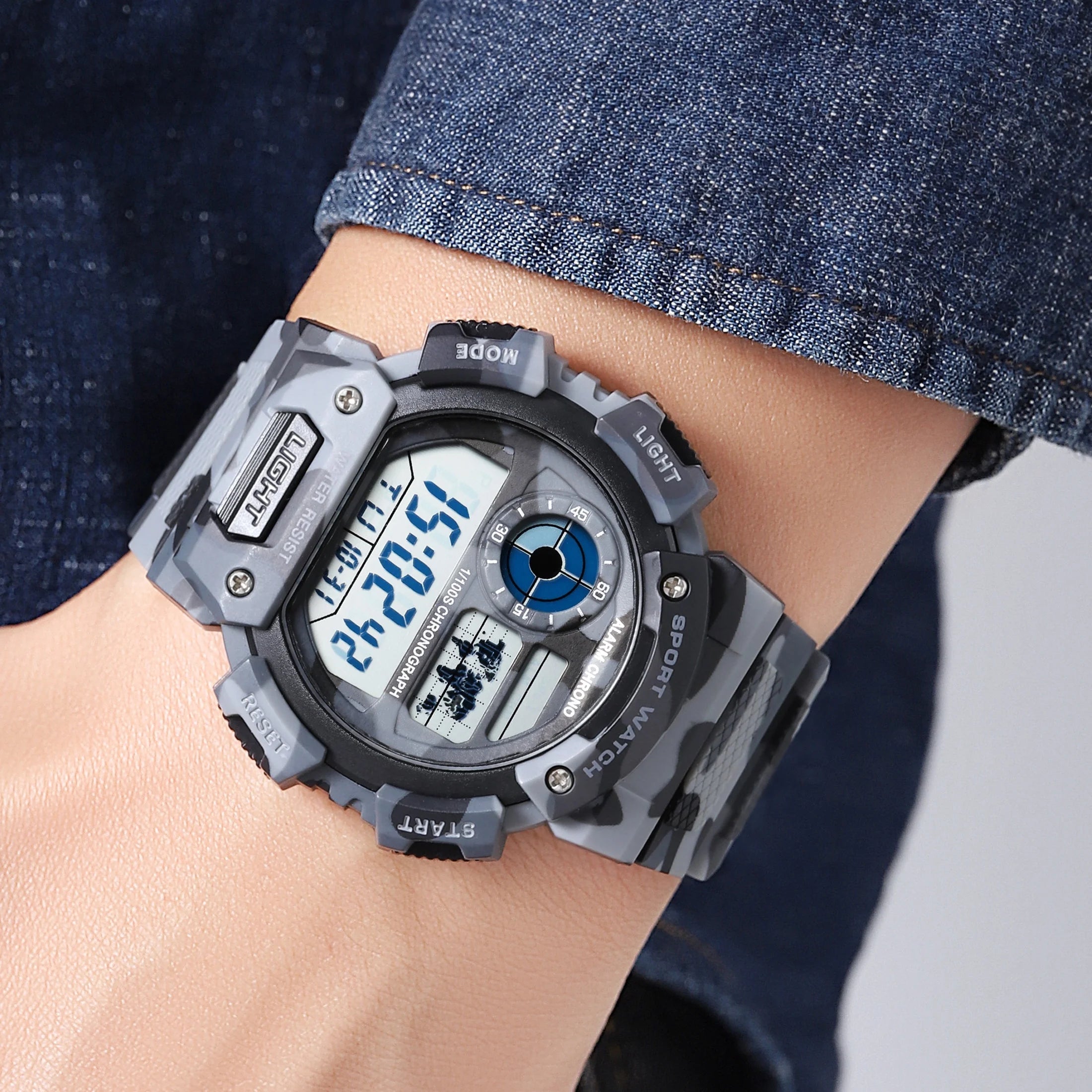 Men'S Digital Sport Wristwatch Plastic Strap