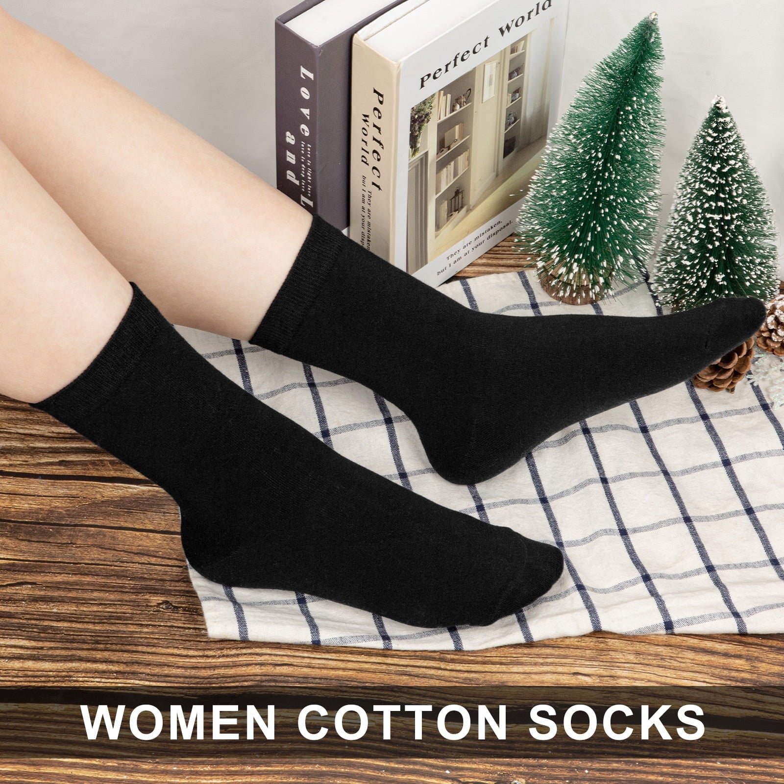 Women Crew Socks, Soft Cotton Dress Socks Pack Athletic Socks for Women, Size 5-9, 8 Pairs