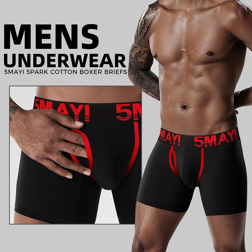 Men'S Underwear Boxer Briefs Cotton Regular Long Mens Boxer Briefs Underwear Men Pack S M L XL XXL
