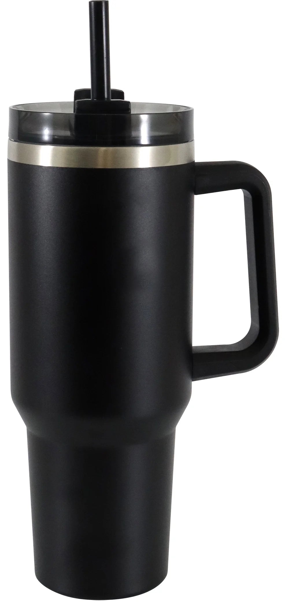 40 Oz Stainless Steel Tumbler with Straw and Handle, Double Wall Insulated, Black