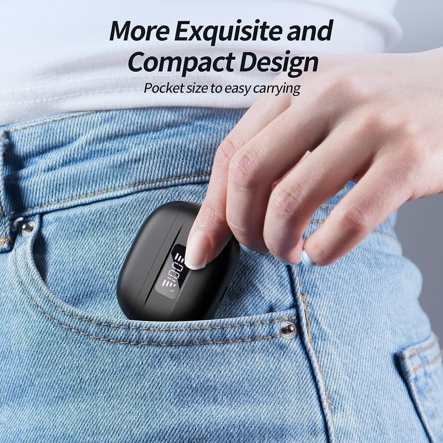 Wireless Ear Buds Bluetooth Earbuds 76H Playback Noise Cancellation Clear Calls Headphones Power Display Protable Charging Case Light Weight IPX7 Waterproof Earphones for Android Ios