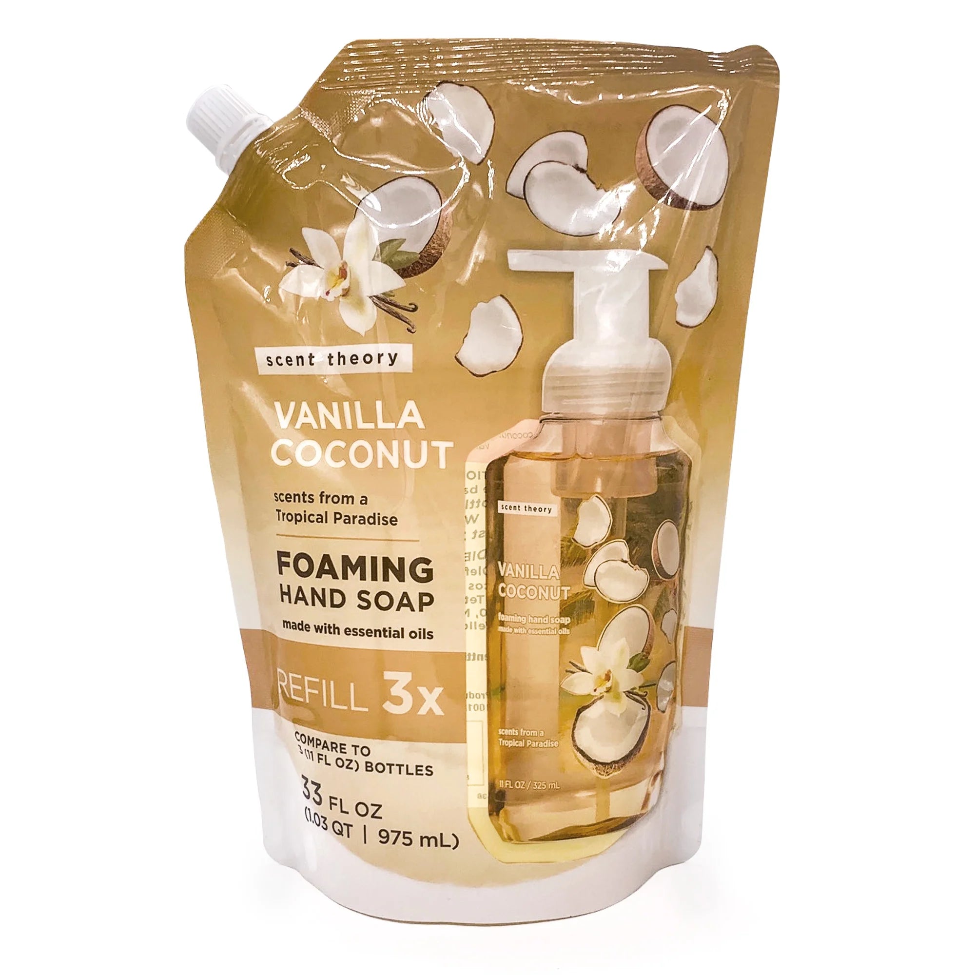 (6 Pack)  Foaming Hand Soap Refill, Vanilla Coconut, 33 Fl Oz Pouch