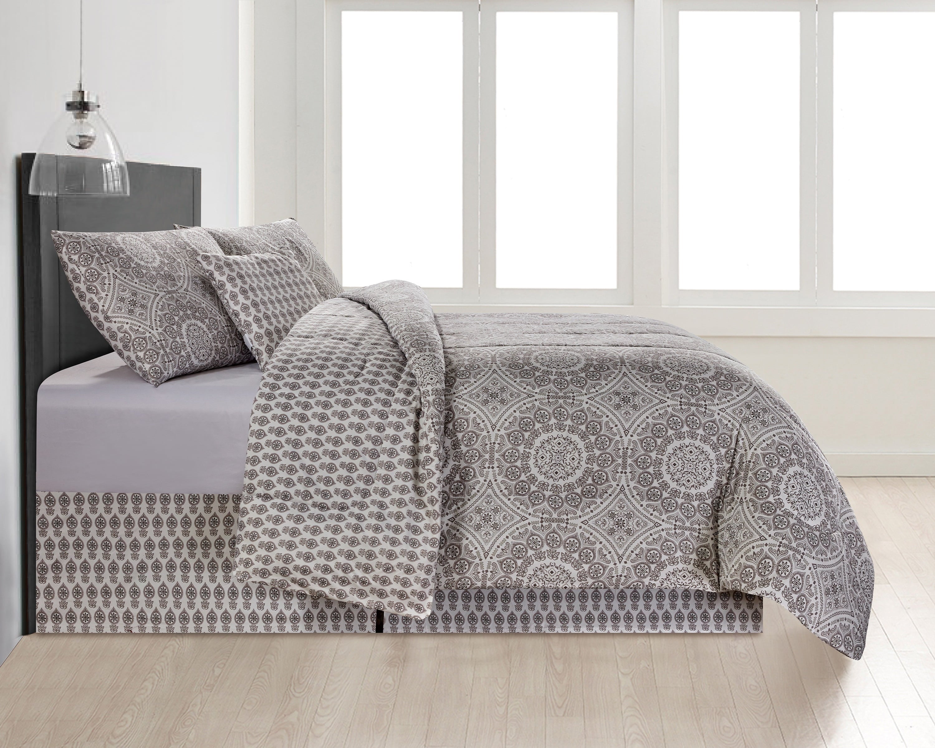 Microfiber Reversible King Bedding Comforter Set, 5 Pc Comforter Duvet Insert Set