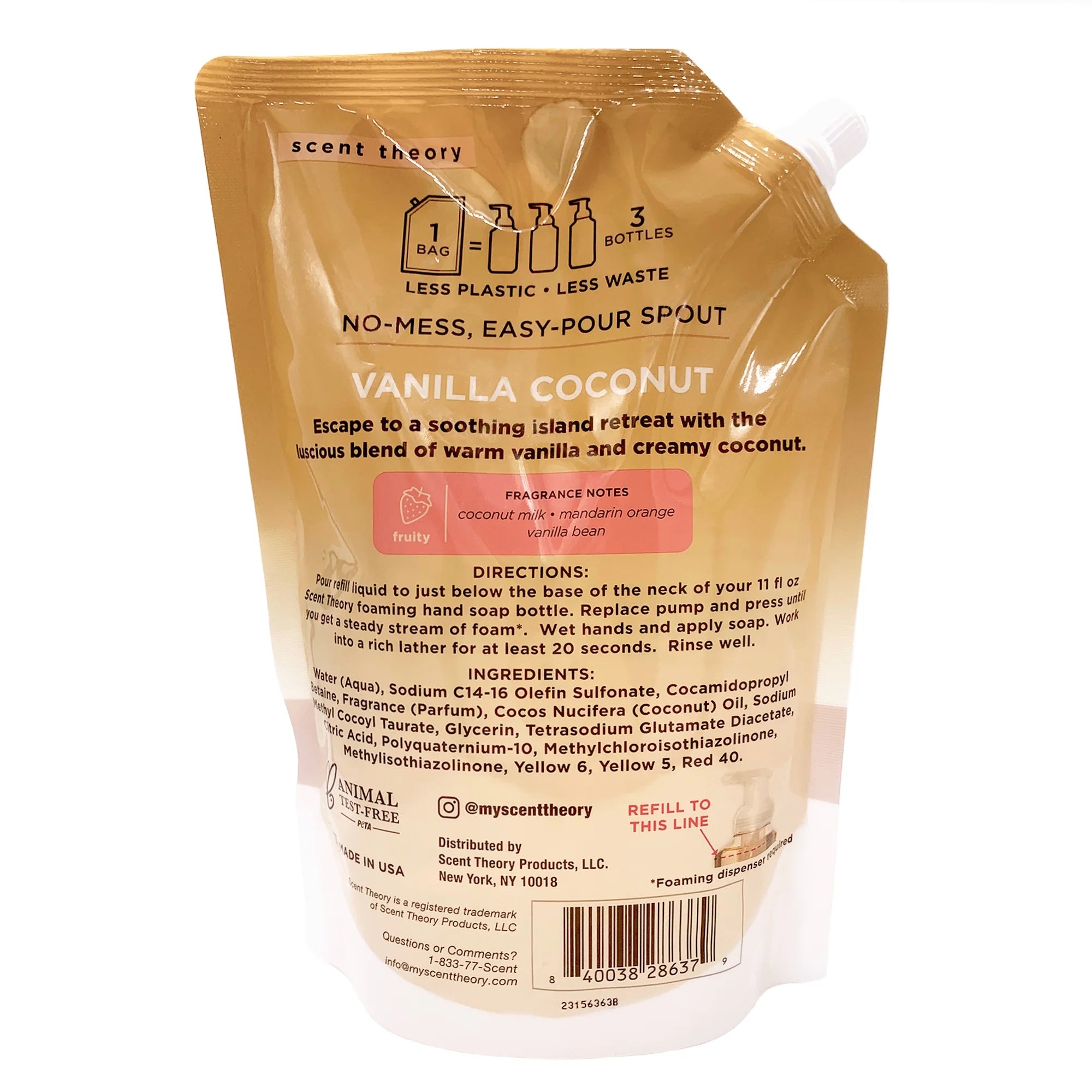 (6 Pack)  Foaming Hand Soap Refill, Vanilla Coconut, 33 Fl Oz Pouch