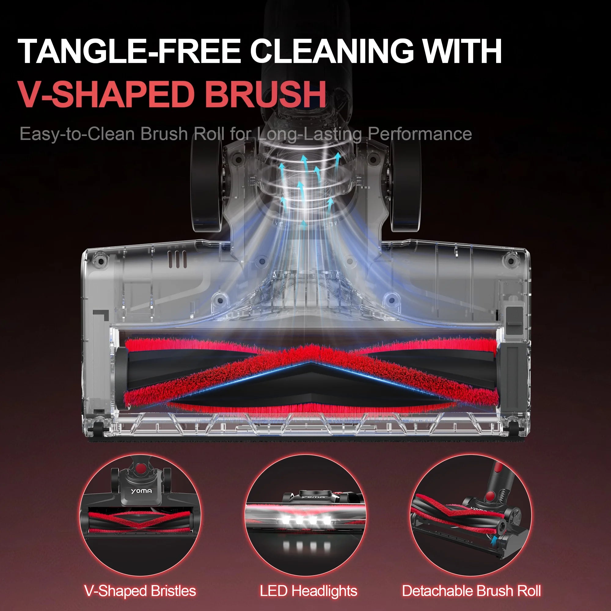 S18 Cordless Vacuum Cleaner, 6 in 1 Lightweight Stick Vacuum with Detachable Battery, 26Kpa Powerful Suction Vacuum Cleaner for Home Carpet Hardfloor Pet Hair