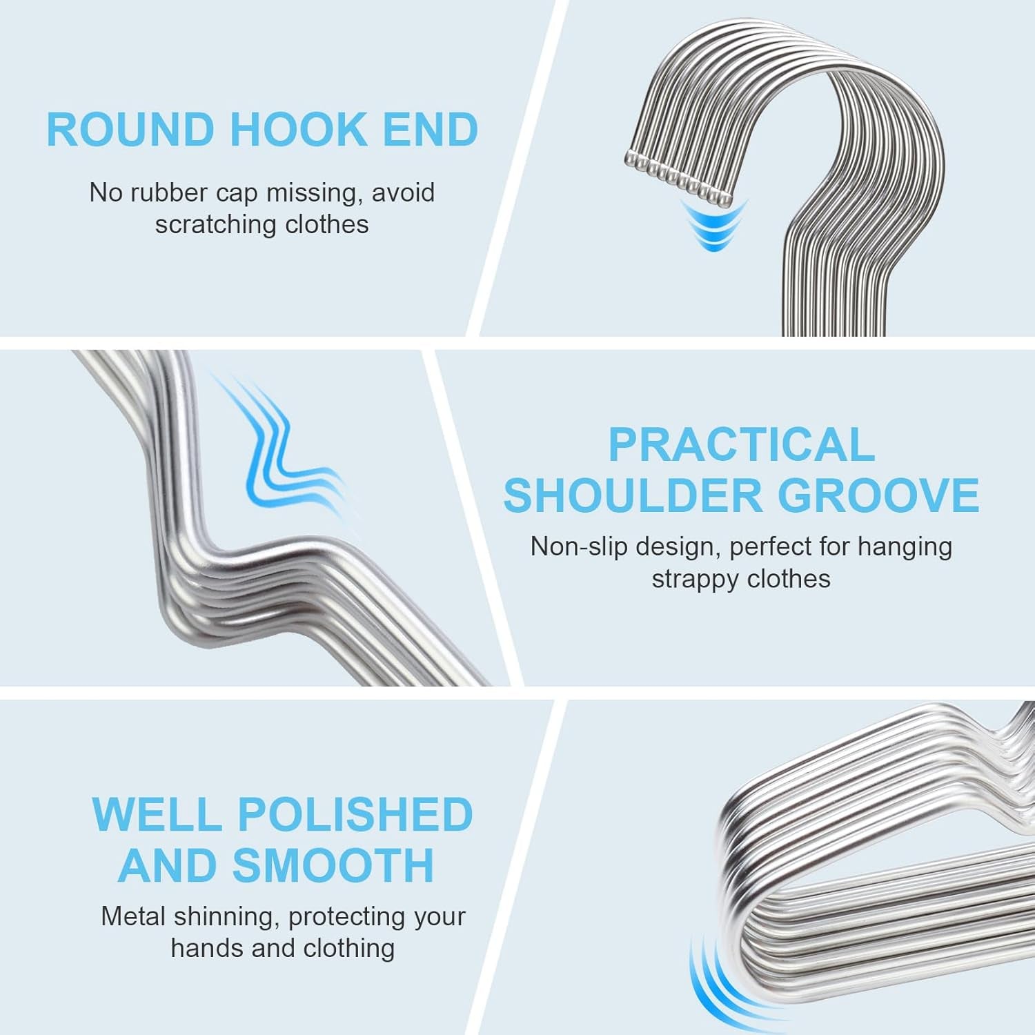 Coat Hangers 40 Pack Clothes Hangers,  Metal Hanger Heavy Duty Wire Hangers with Non Slip Notch, Ultra Thin Stainless Steel Hanger Space Saving Clothing 16.5 Inch