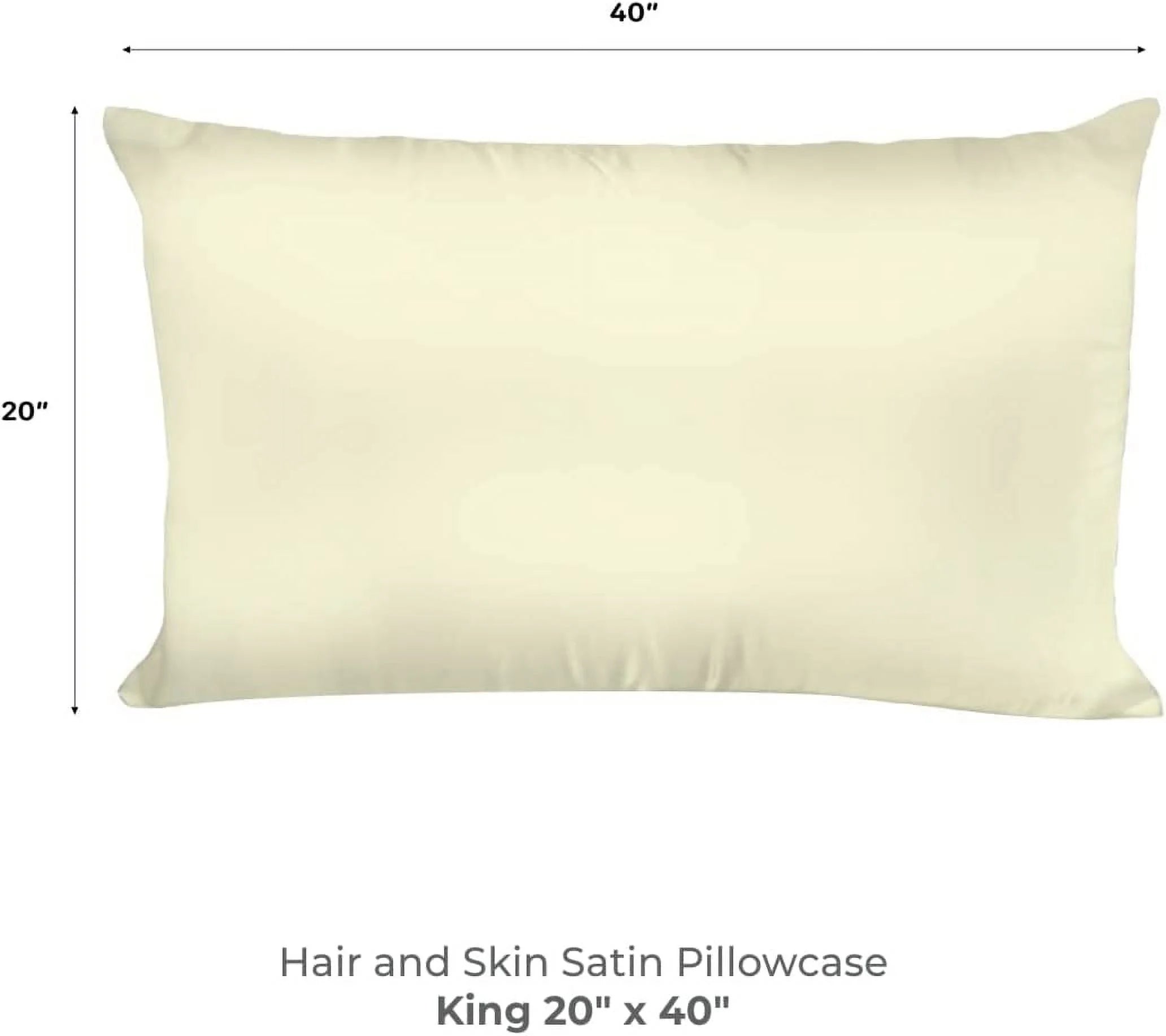 Satin Pillowcase for Hair and Face Beauty, King Size, 1 Pack, Ivory Beige