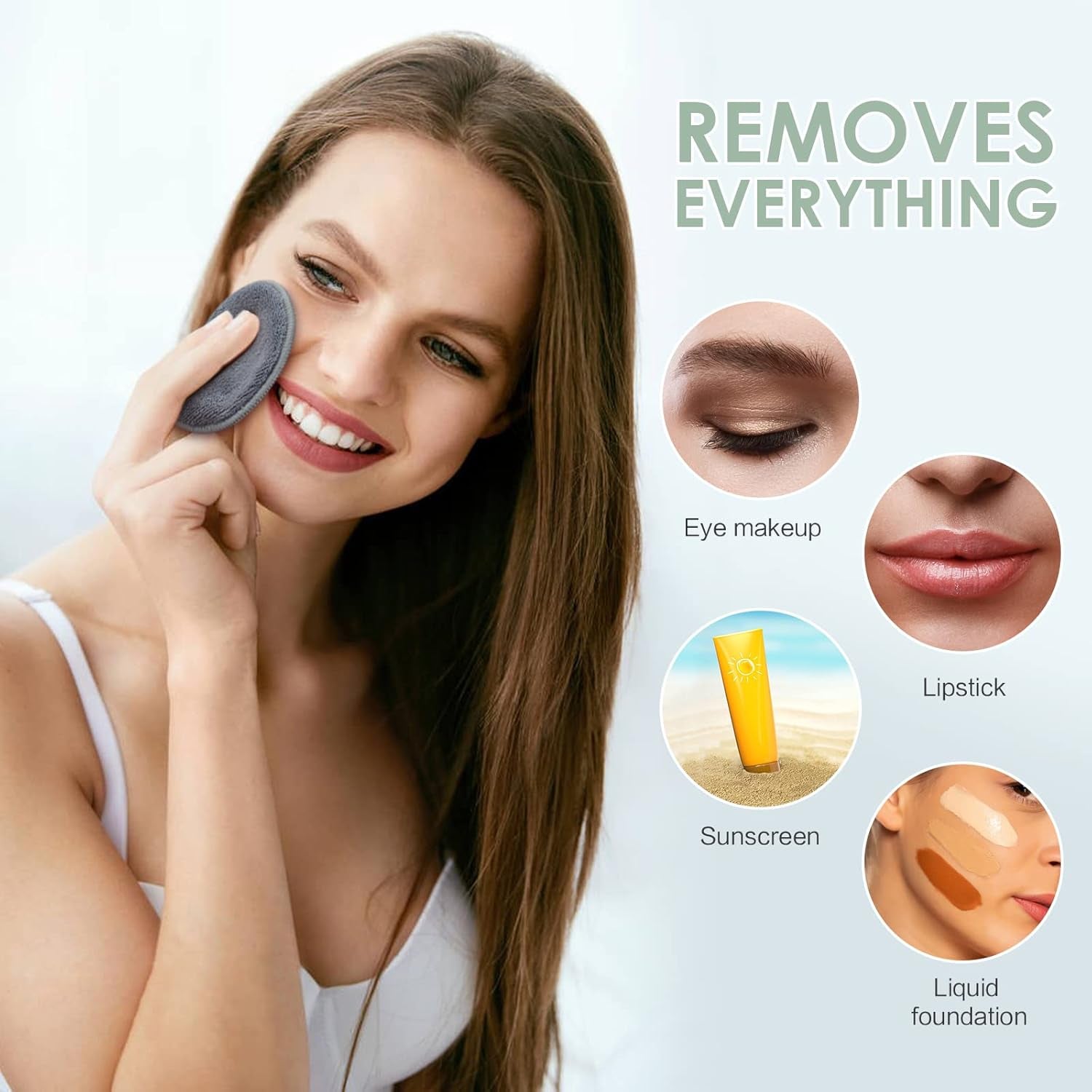 Resuable Makeup Remover Pads with Laundry Bag Soft and Fridnely for Face Eye Lip Remover Pads(Grey)