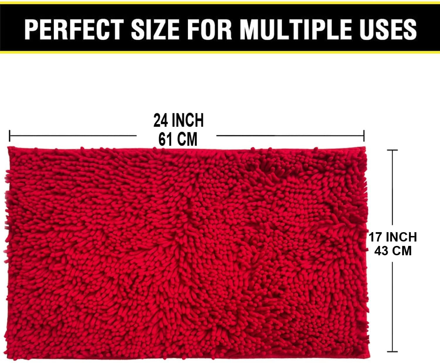 Bathroom Rugs 16 X 24 Inches, Chenille Extra Soft and Absorbent Shag Bathroom Rugs, Machine Wash Mat, Strong PVC Non-Slip Underside, Plush Carpet Mats, Christmas Decorations Red