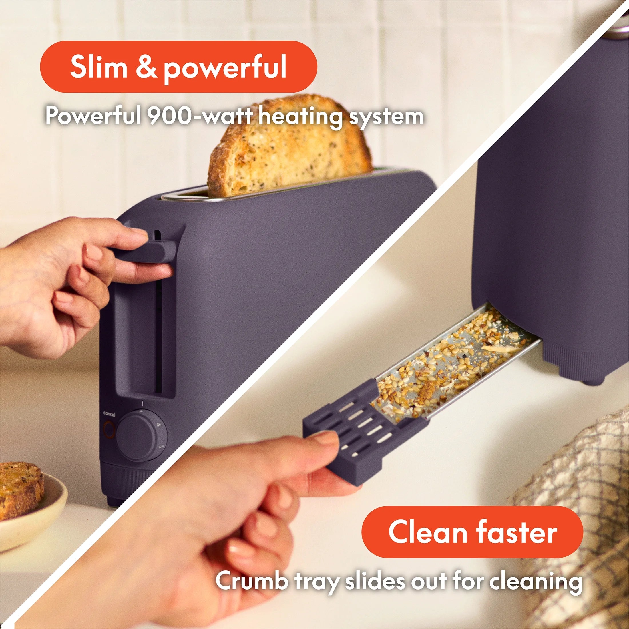 2-Slice Slim Toaster, Plum