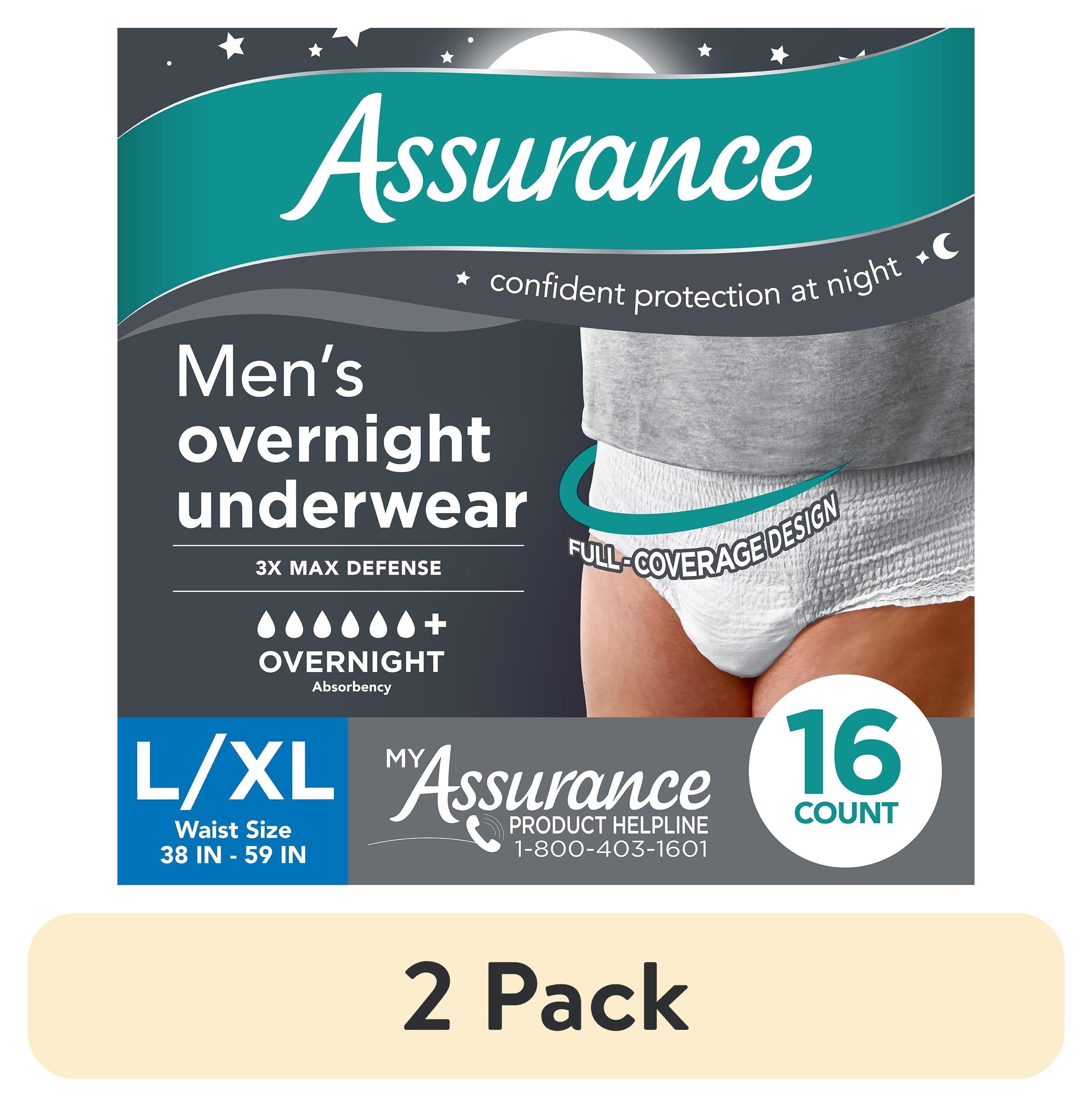 (2 Pack)  Men'S Overnight Incontinence Underwear, L/XL , Ultimate Absorbency (16 Count)
