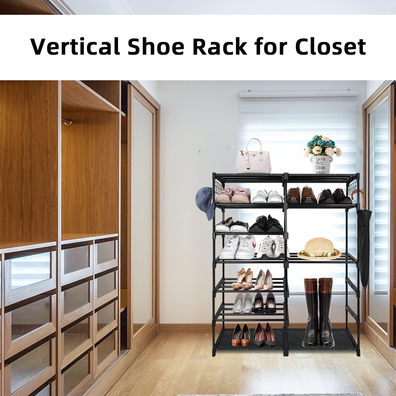 7 Tiers Shoe Rack Tall Show Racks Shoes Stand for Bedroom Shelves for Shoes Garage Shoe Rack Organizer Sturdy Shoe Rack Heavy Duty for Closet Entryway Door