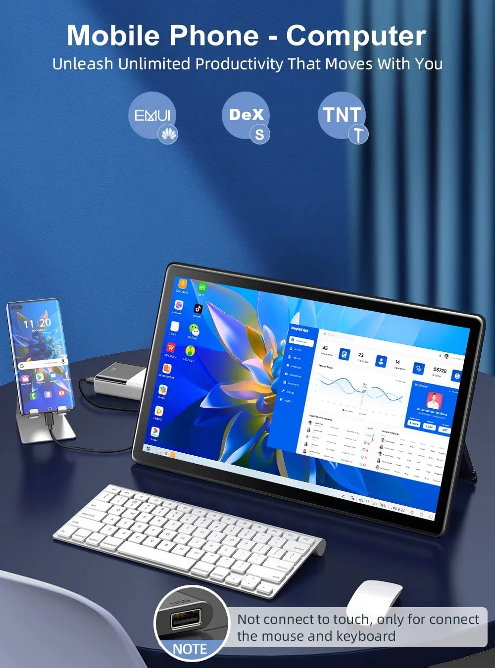 15.6" Portable Monitor Touchscreen W/ Kickstand, 2000:1 Contrast Ratio 1080P FHD Screen - Unify Y - Vertical Monitor