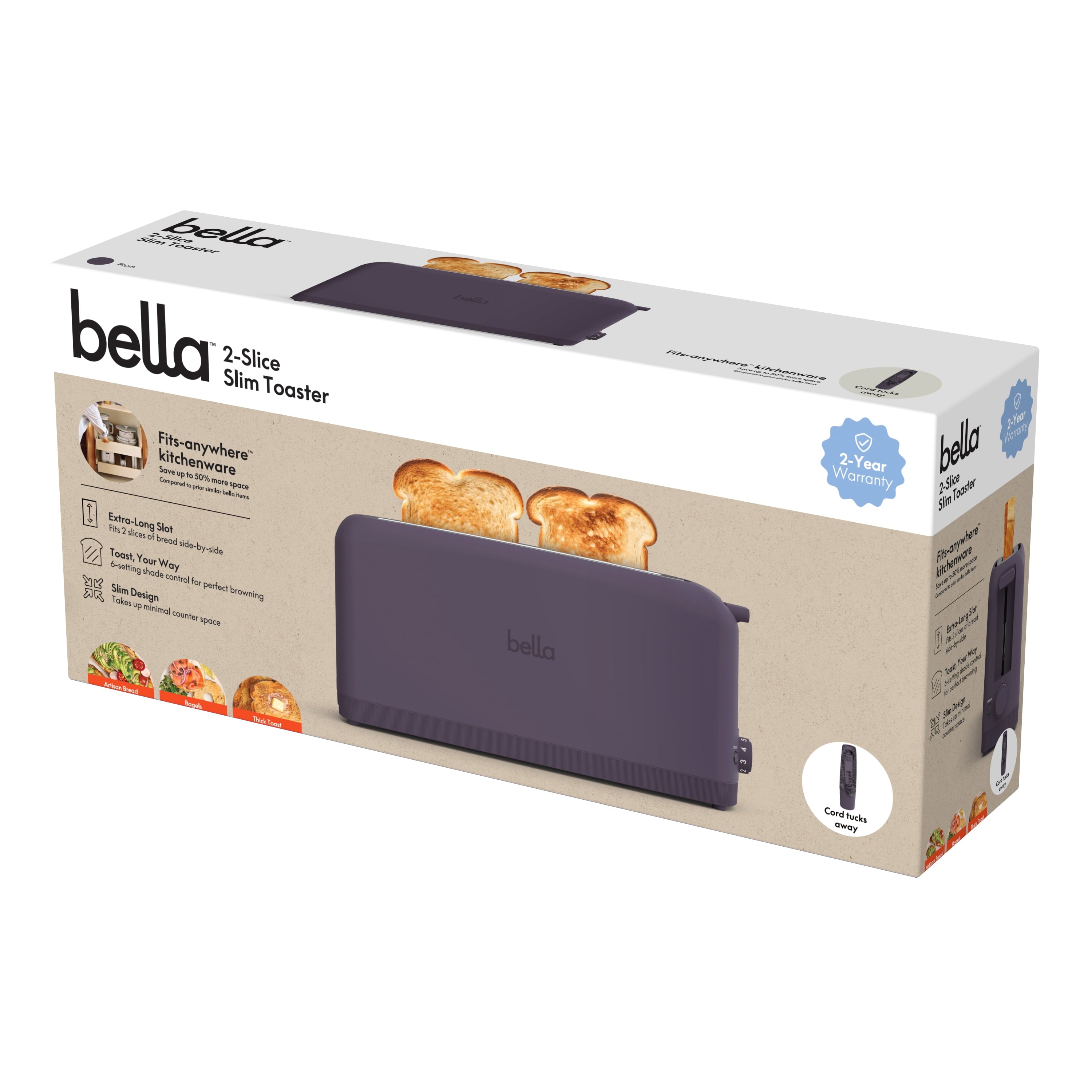 2-Slice Slim Toaster, Plum