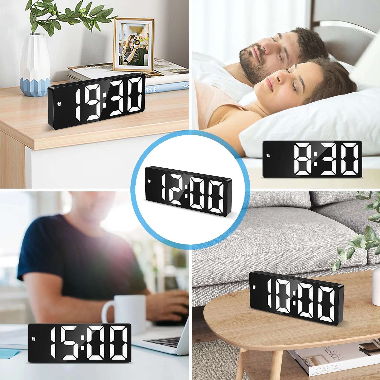 Alarm Clock,  Digital Alarm Clock with Brightness Adjustable DST 12/24H Snooze Alarm Clock for Bedroom Kids Office School