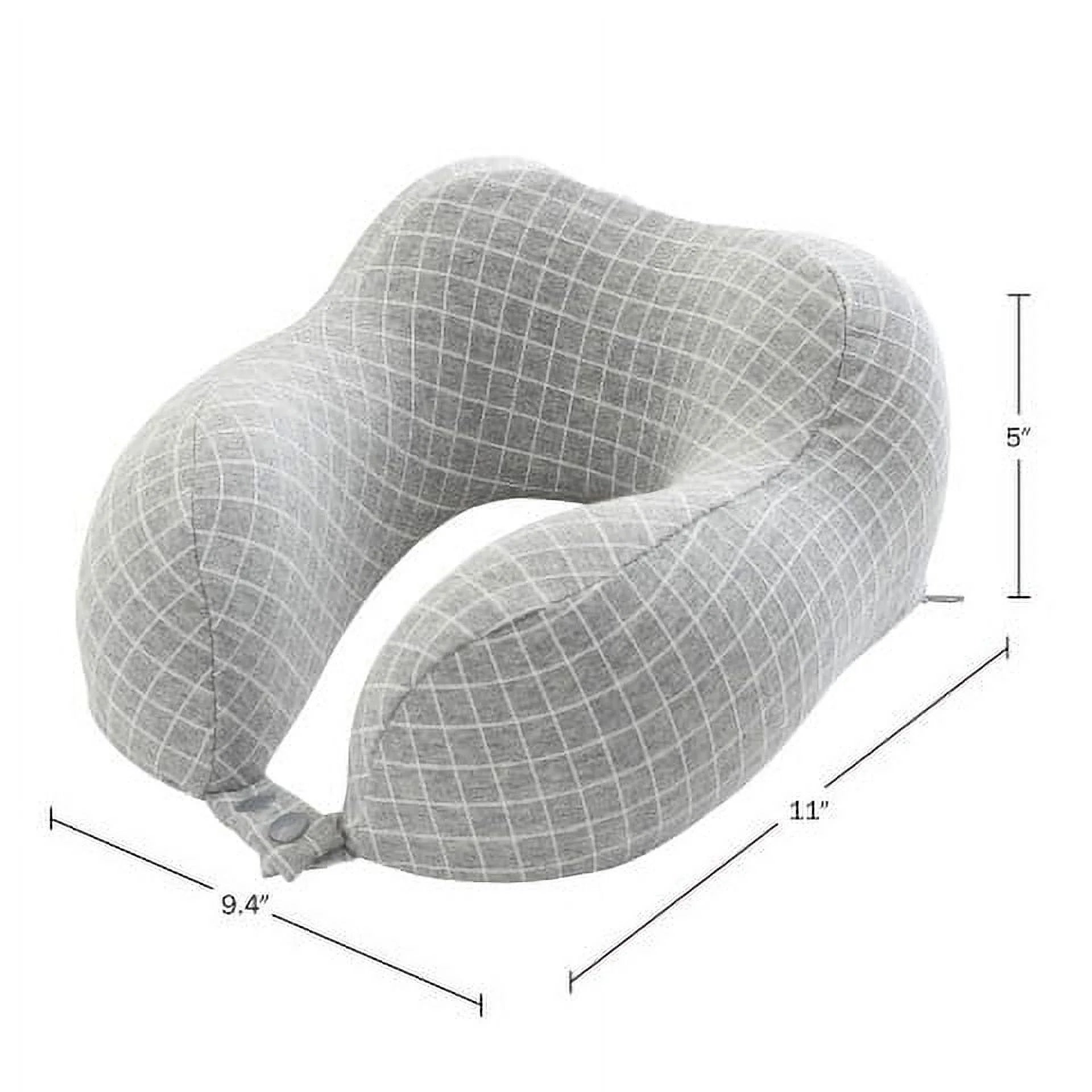 5-Inch 1-Lb Memory Foam Travel Pillow with Washable Cover (Gray)