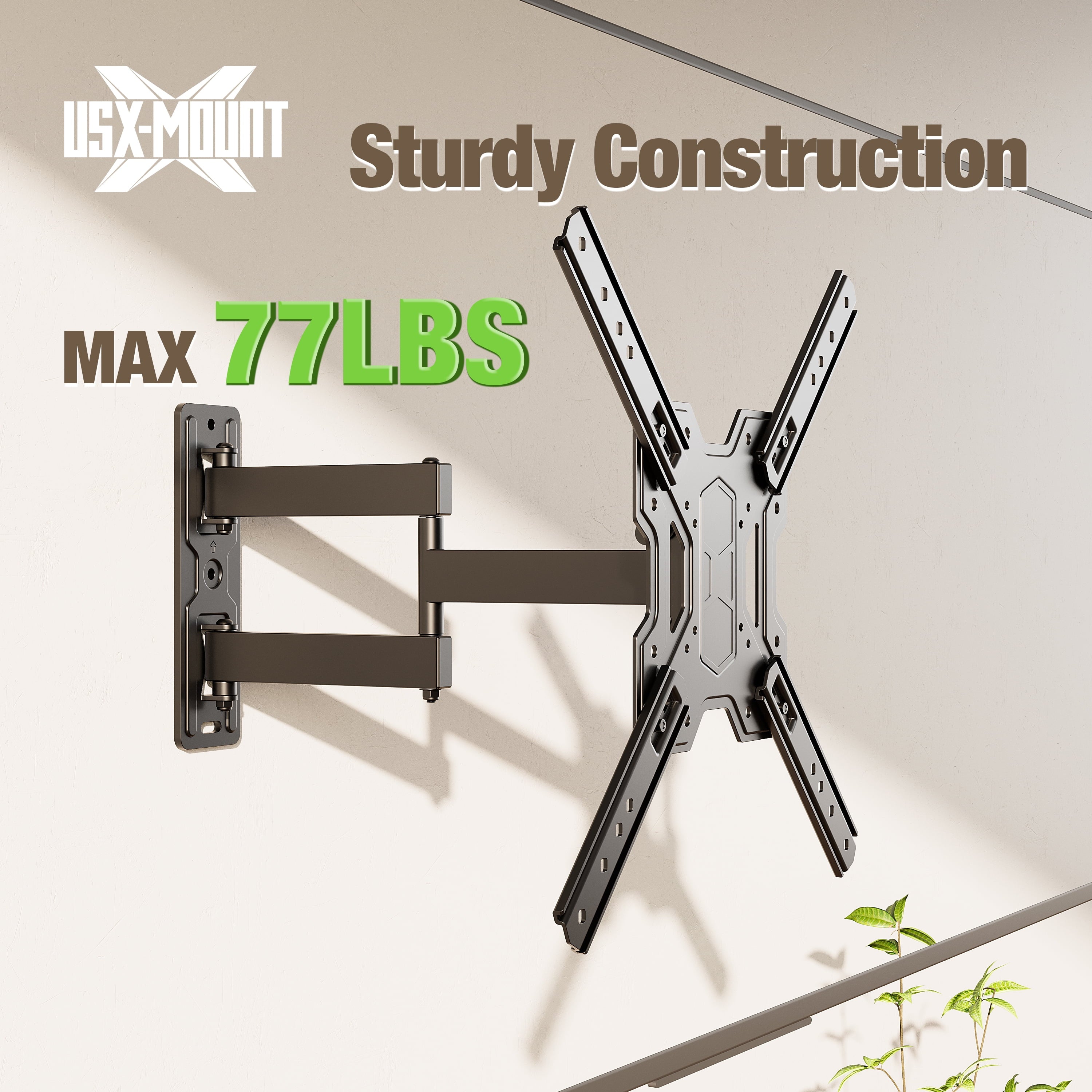Full Motion TV Wall Mount Bracket with Swivel Arm for 23 to 55 Inch Tvs, Holds up to 77 Lbs