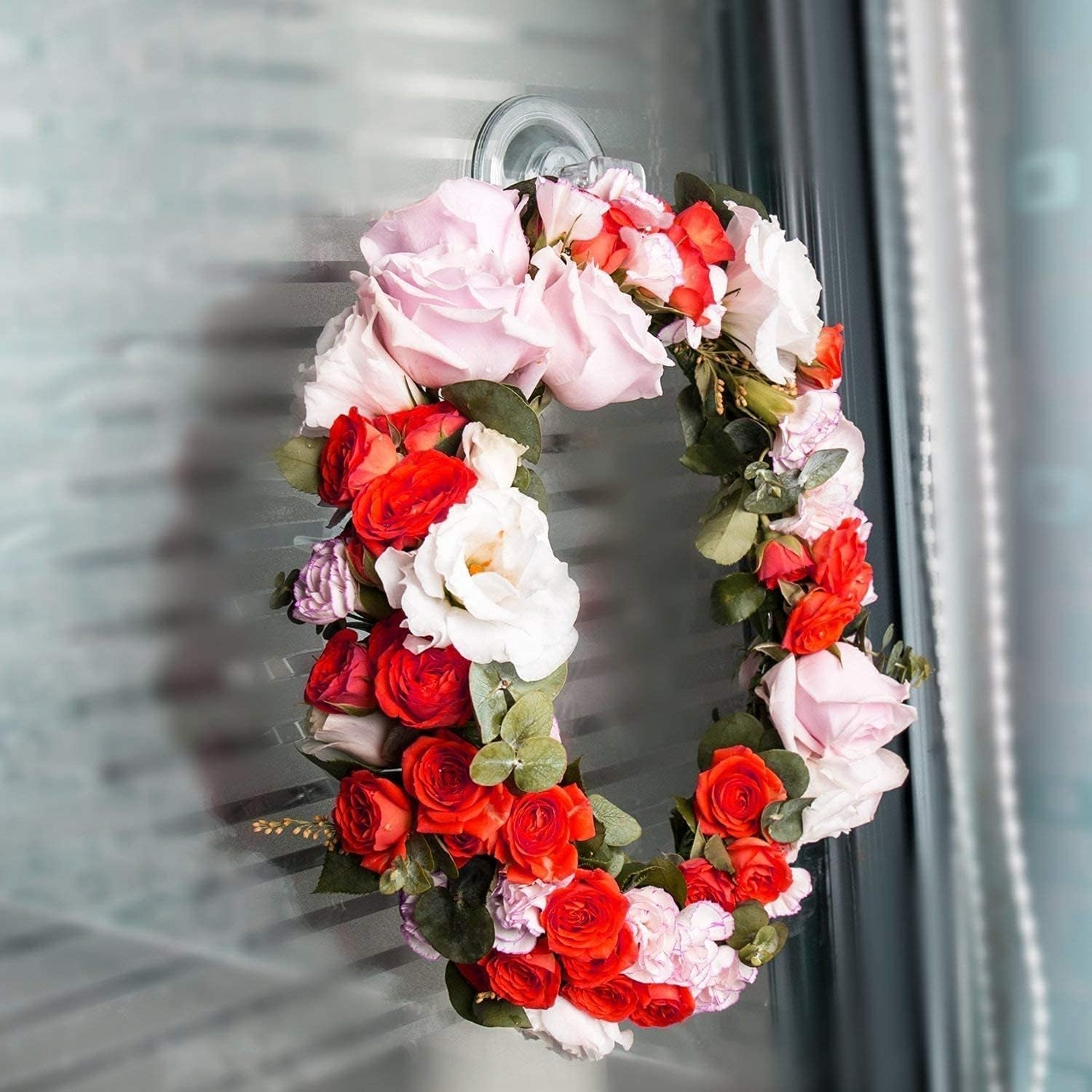 Suction Cup Adhesive Hooks -  2 Pack Large Suction Adhesive Hooks Heavy Duty Clear Shower Hooks Kitchen Bathroom Window Wall Hooks for Hanging Towel Bathrobe Loofah Sponge Christmas Wreath Key