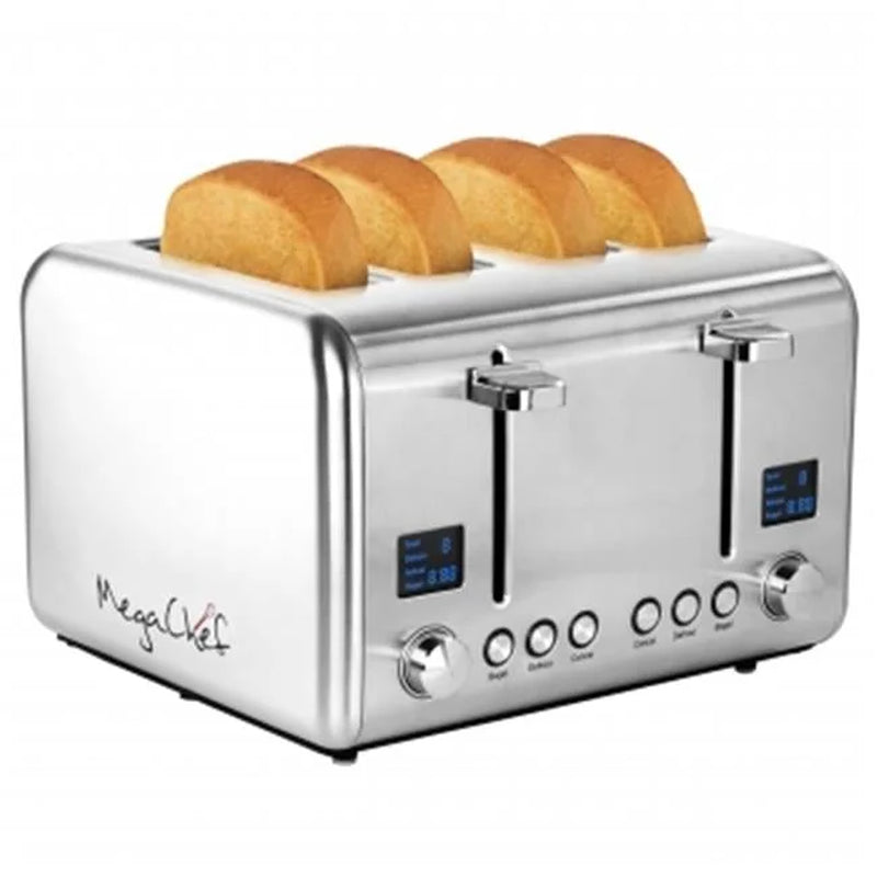 4 Slice Toaster in Stainless Steel, Silver