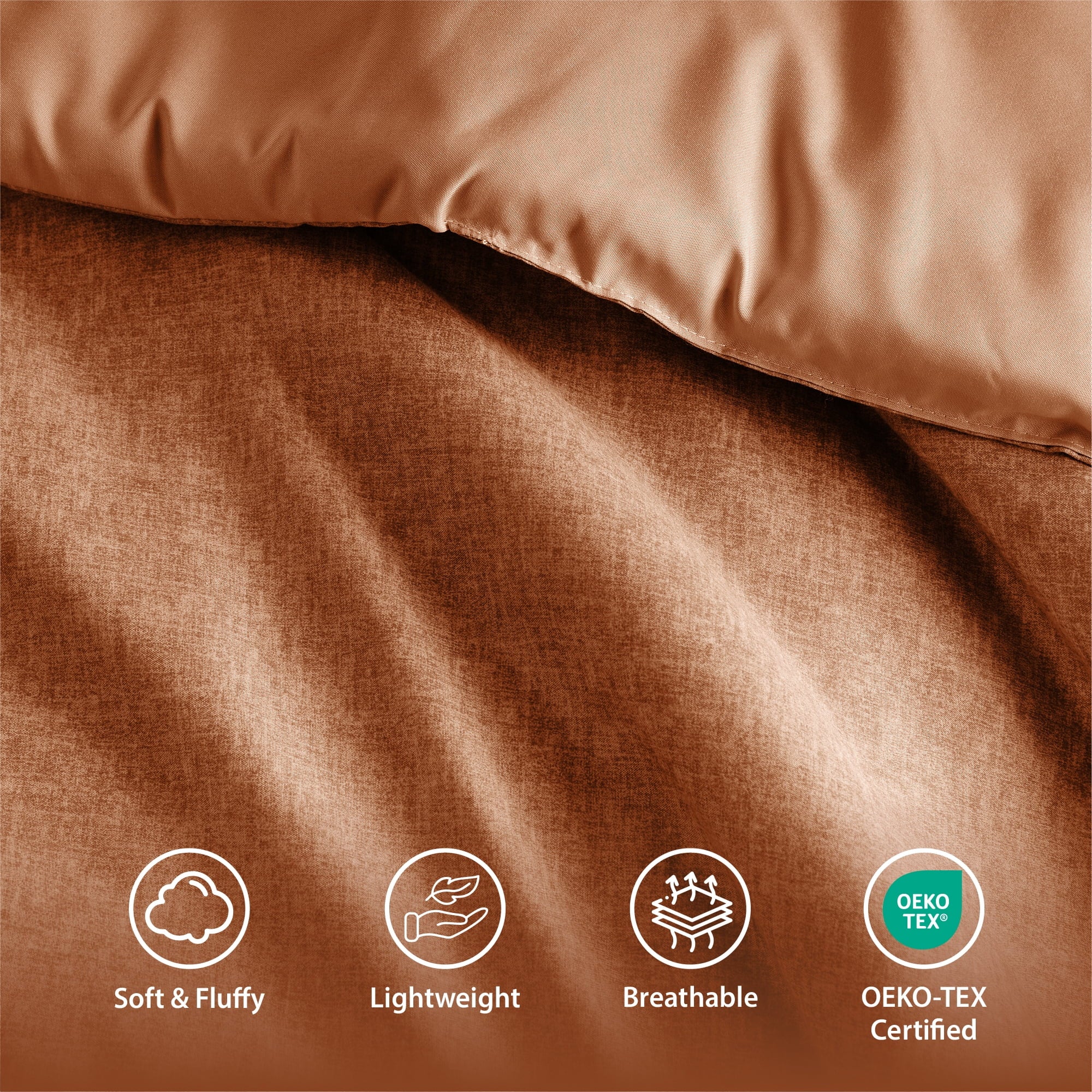 Twin/Twin-Xl Comforter Sets, Reversible 2 Piece Extra Soft Dorm Bedding Set, Chambray Print Burnt Orange Comforter Bed Set with Pillow Shams
