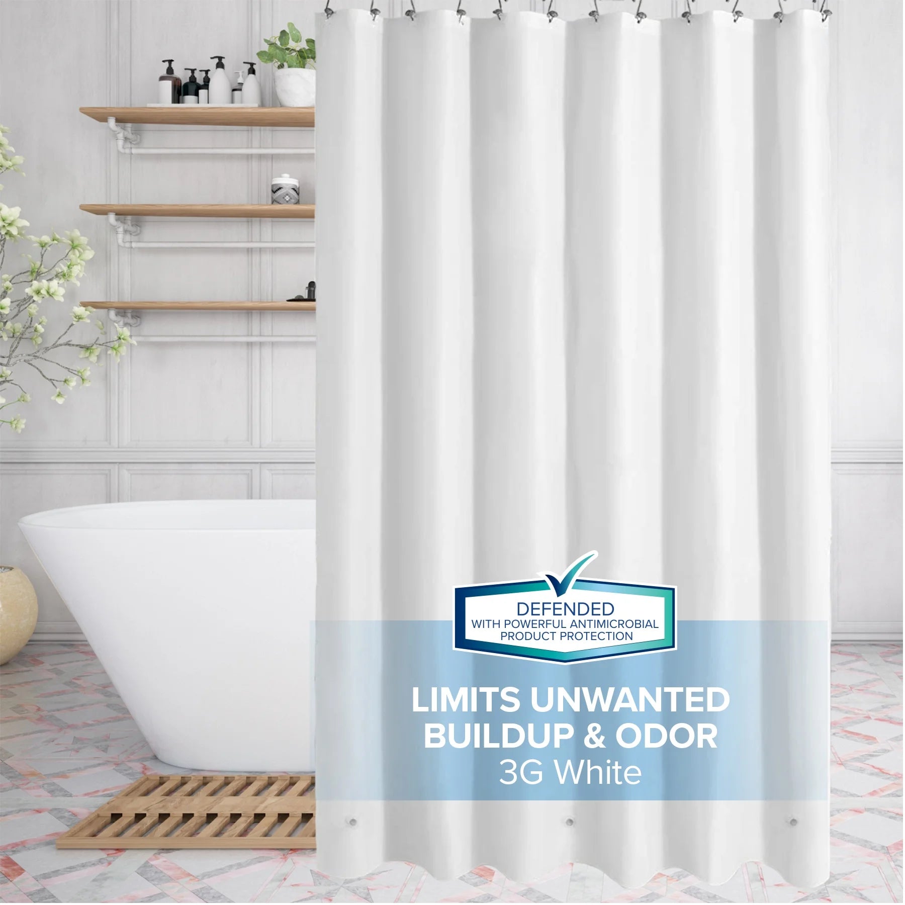 70 In. X 72 In. Lightweight PEVA Shower Liner, White