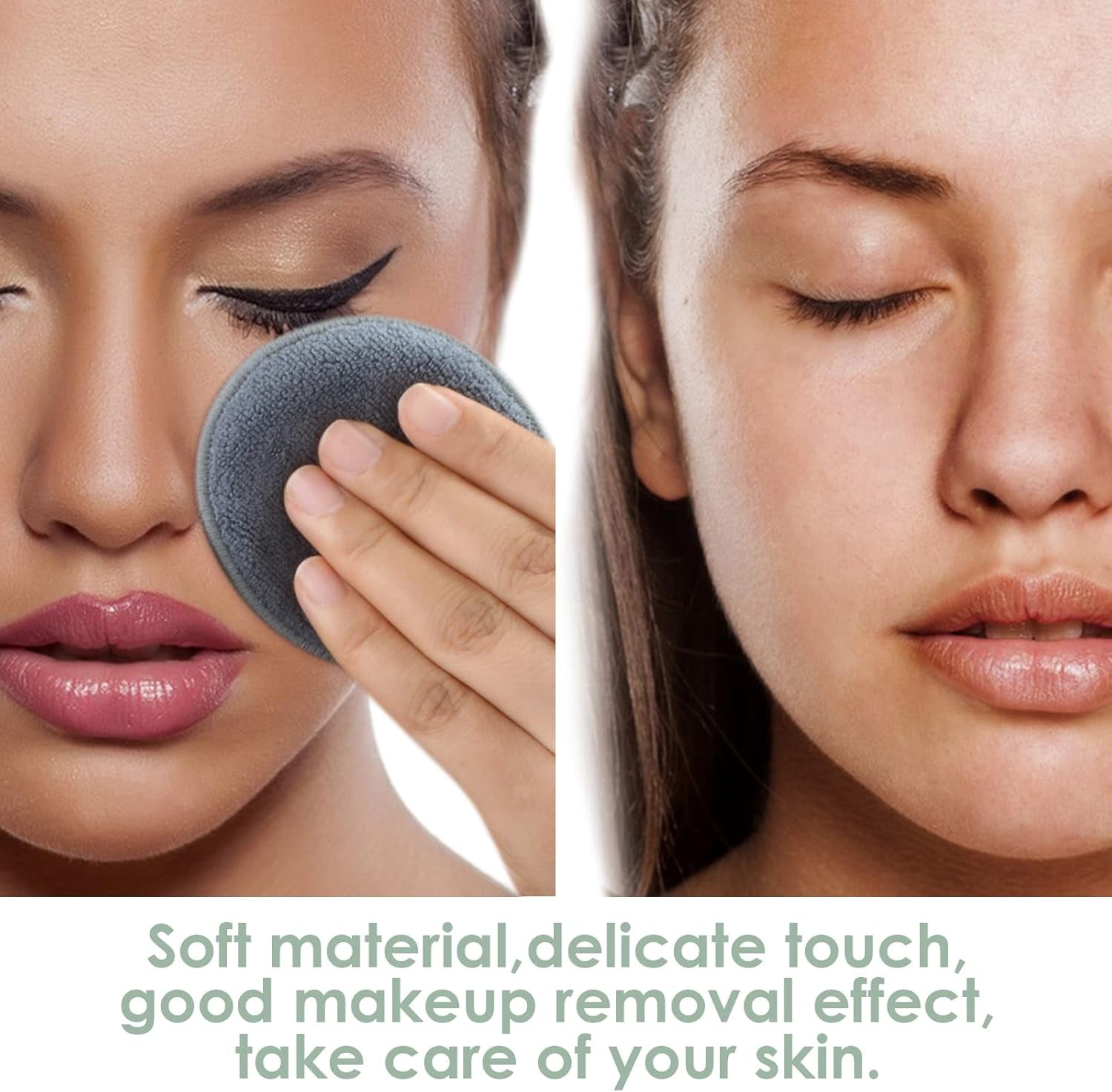 Resuable Makeup Remover Pads with Laundry Bag Soft and Fridnely for Face Eye Lip Remover Pads(Grey)