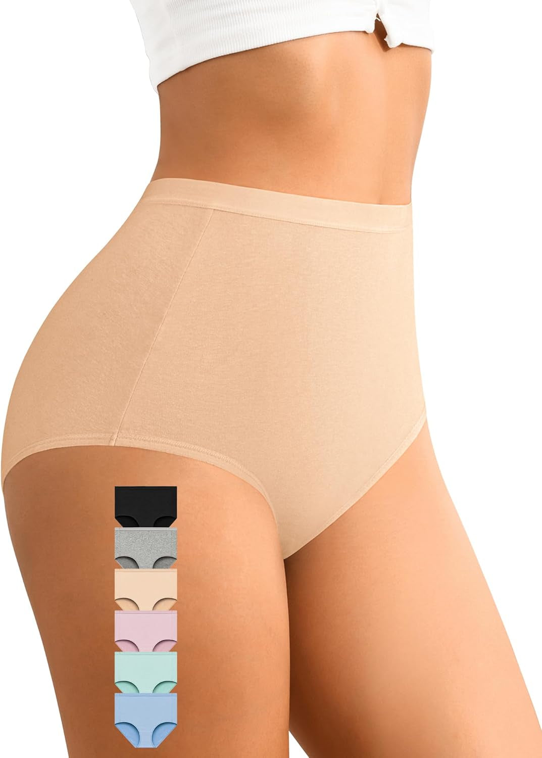 Womens Cotton Underwear High Waisted Panties Soft Stretch Full Coverage Postpartum Ladies Briefs Multi Pack