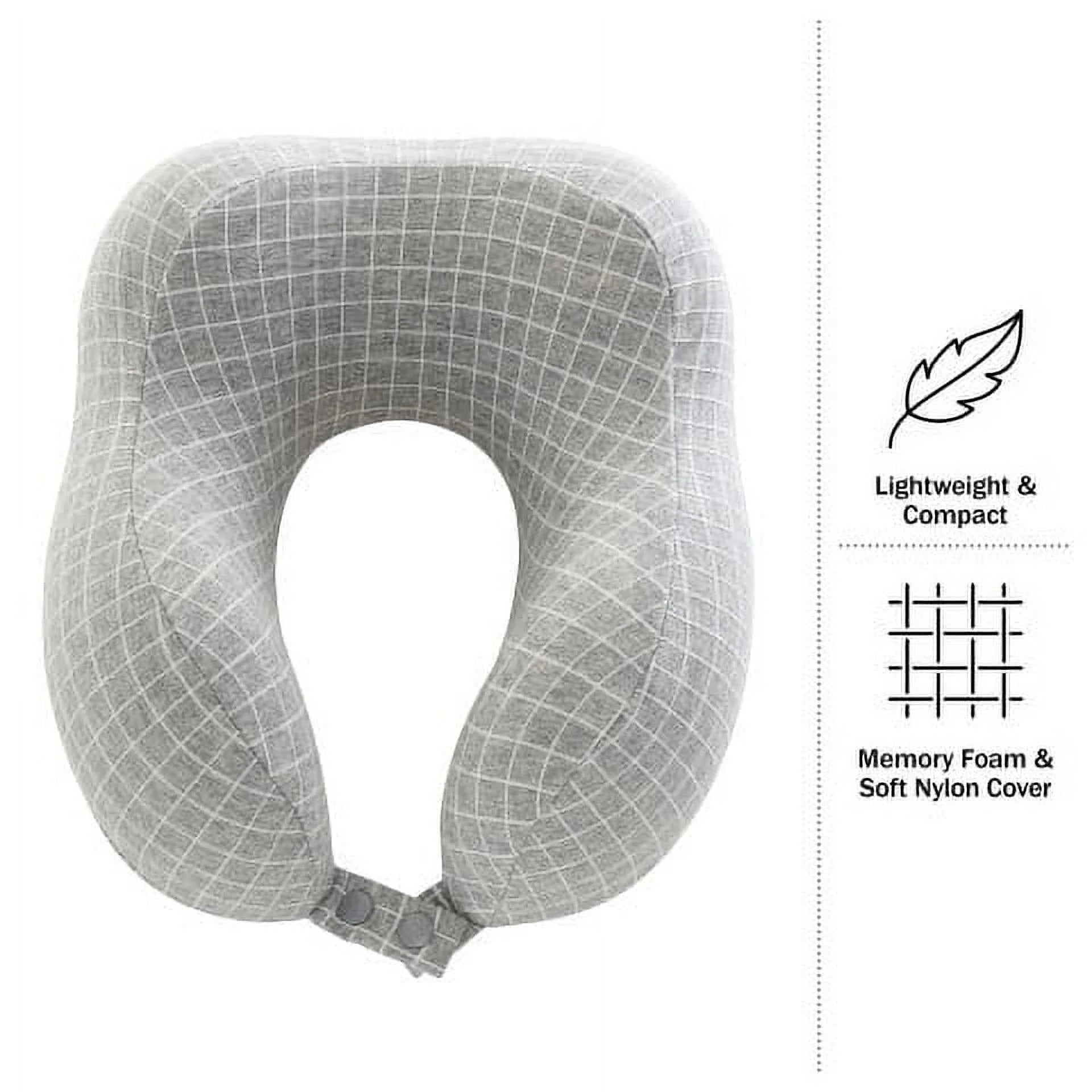 5-Inch 1-Lb Memory Foam Travel Pillow with Washable Cover (Gray)
