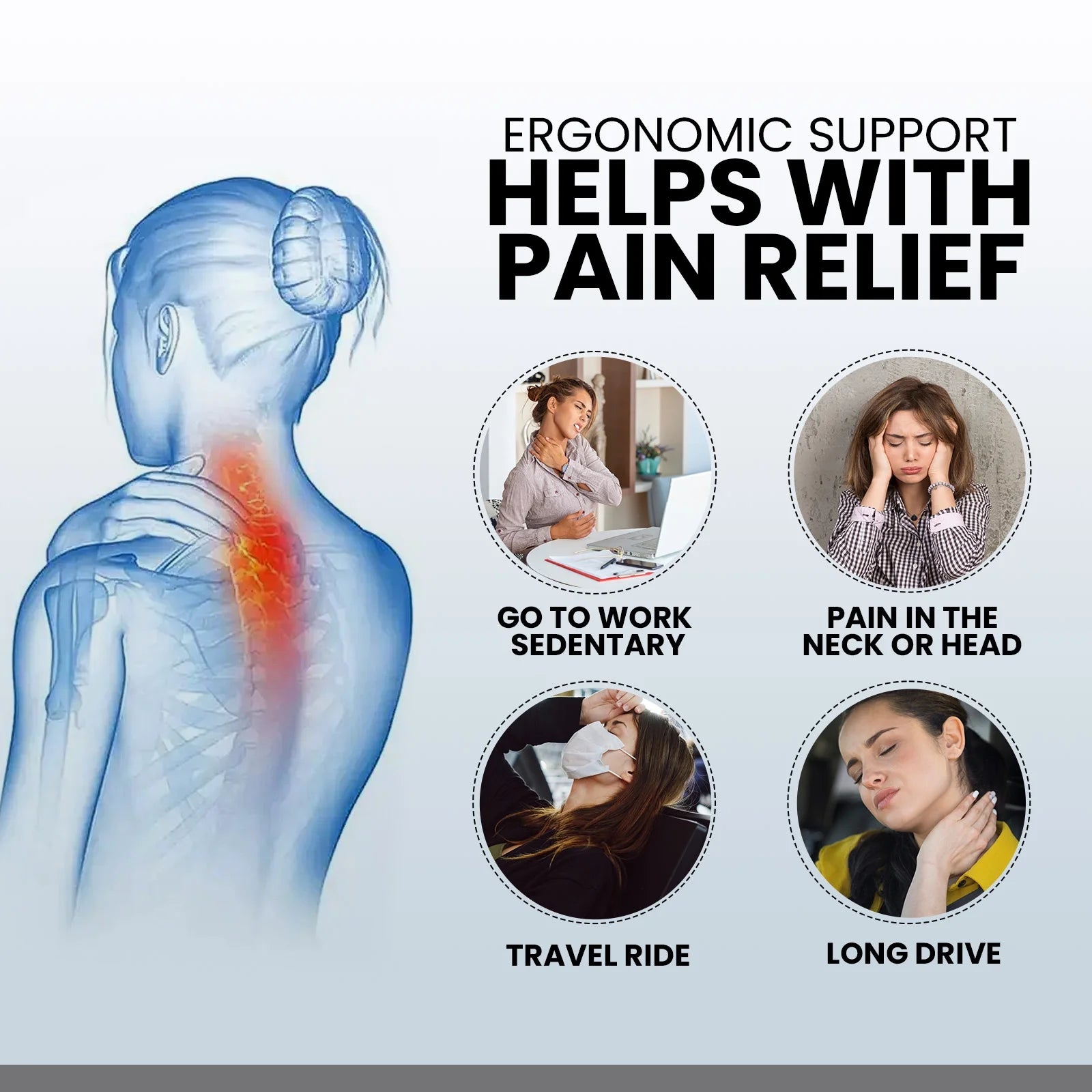 Neck Pillow for Traveling, Upgraded Travel Neck Pillow for Airplane 100% Pure Memory Foam Travel Pillow for Flight Headrest Sleep, Portable Plane Accessories, Grey