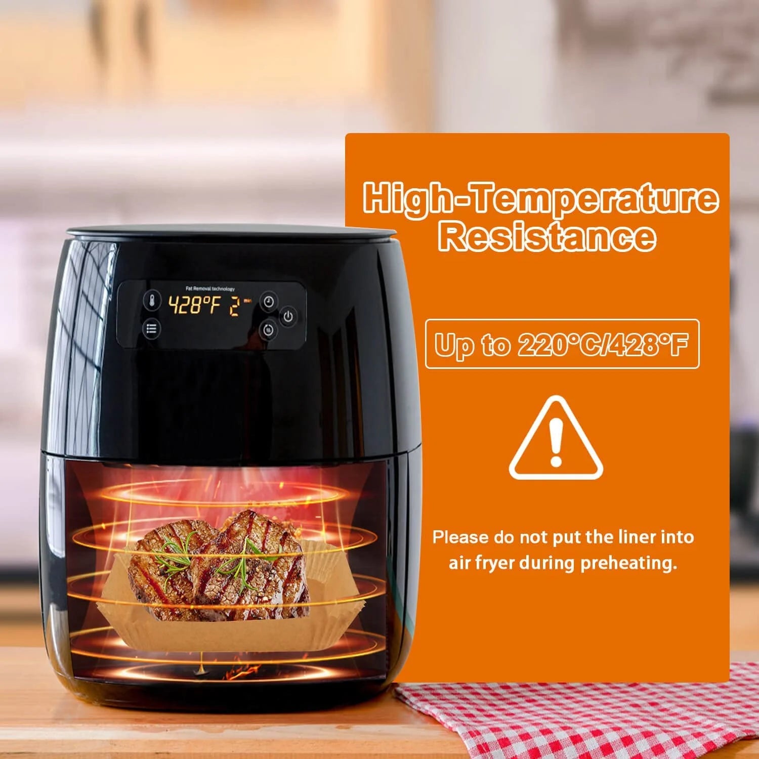 100 Pcs Air Fryer Liners, 8.6 in Rectangle Non-Stick Air Fryer Disposable Paper Liner, Unbleached Oil-Proof Airfryer Liners, Air Fryer Parchment Paper Liners for Fryers Frying Pan Microwave Oven