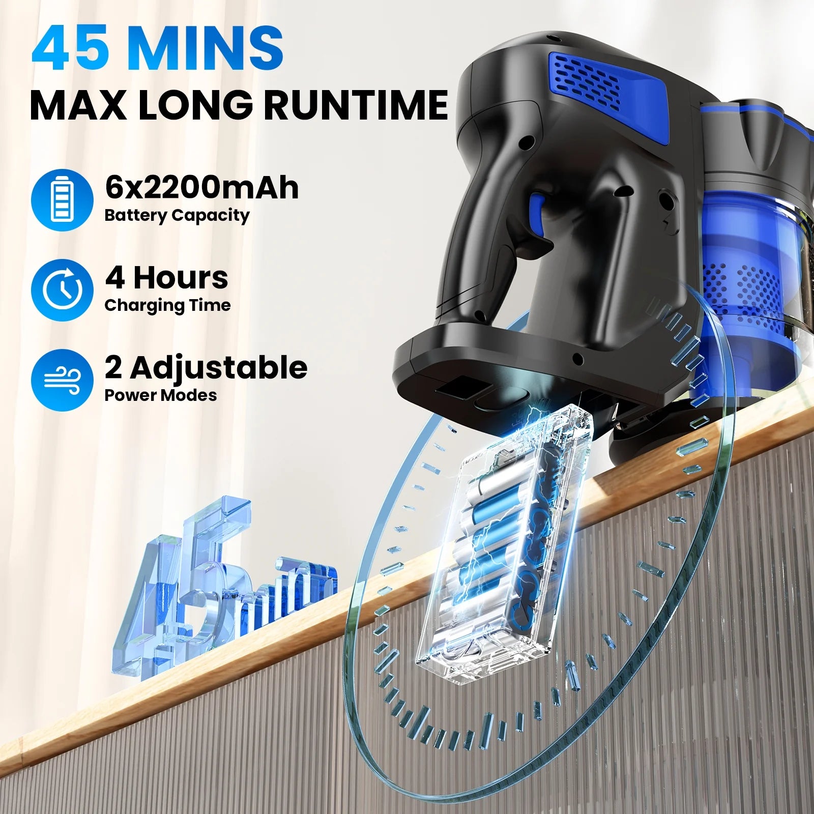 Cordless Vacuum Cleaners, 6-In-1 Lightweight Stick Vacuum for Hardwood Floor Carpet Pet Hair, V770