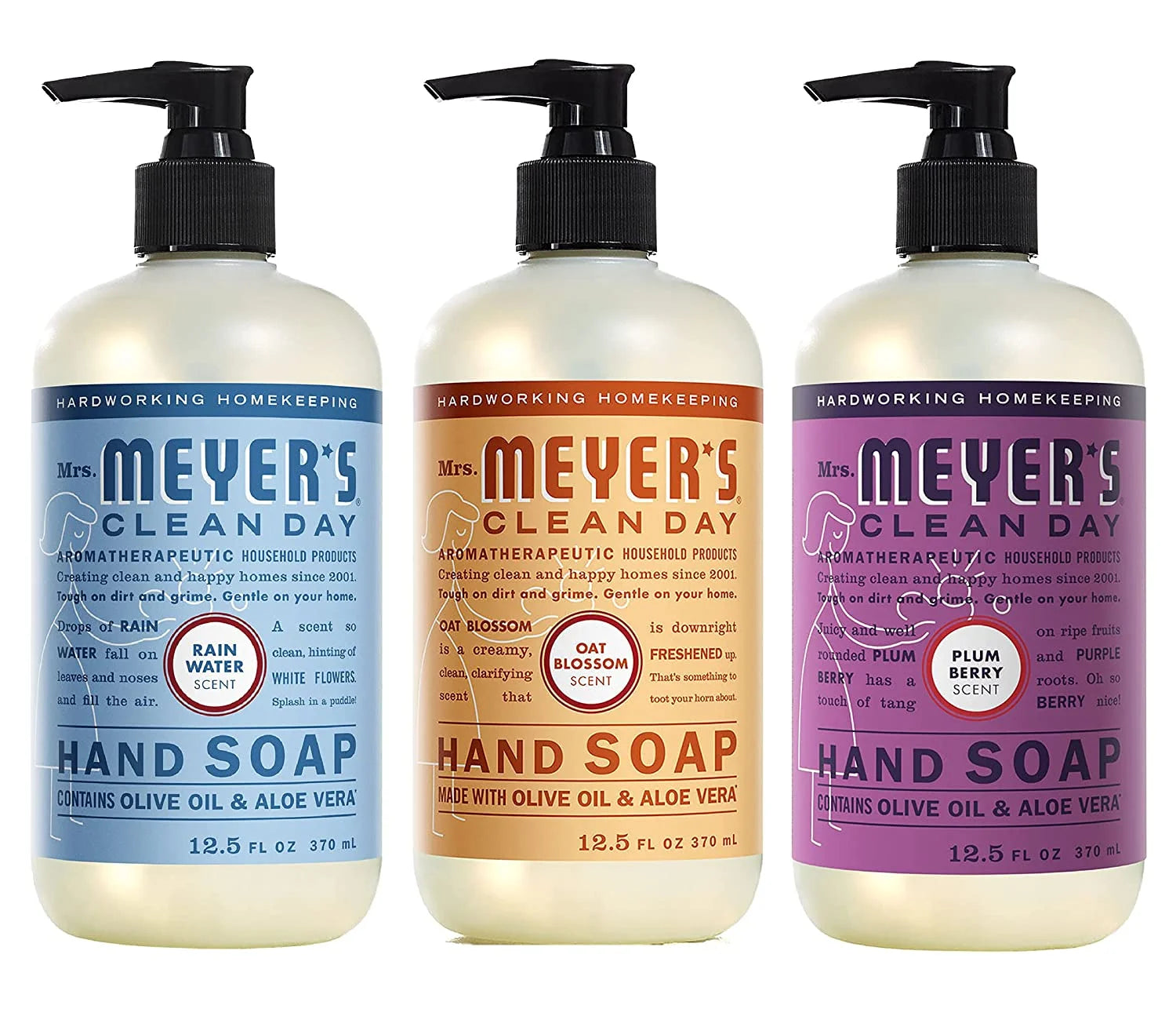 Liquid Hand Soap Variety Pack, 1 Rain Water Scent Hand Soap, 1 Oat Blossom Scent Hand Soap, 1 Plum Berry Scent Hand Soap, 12.5 FL OZ (3 CT)