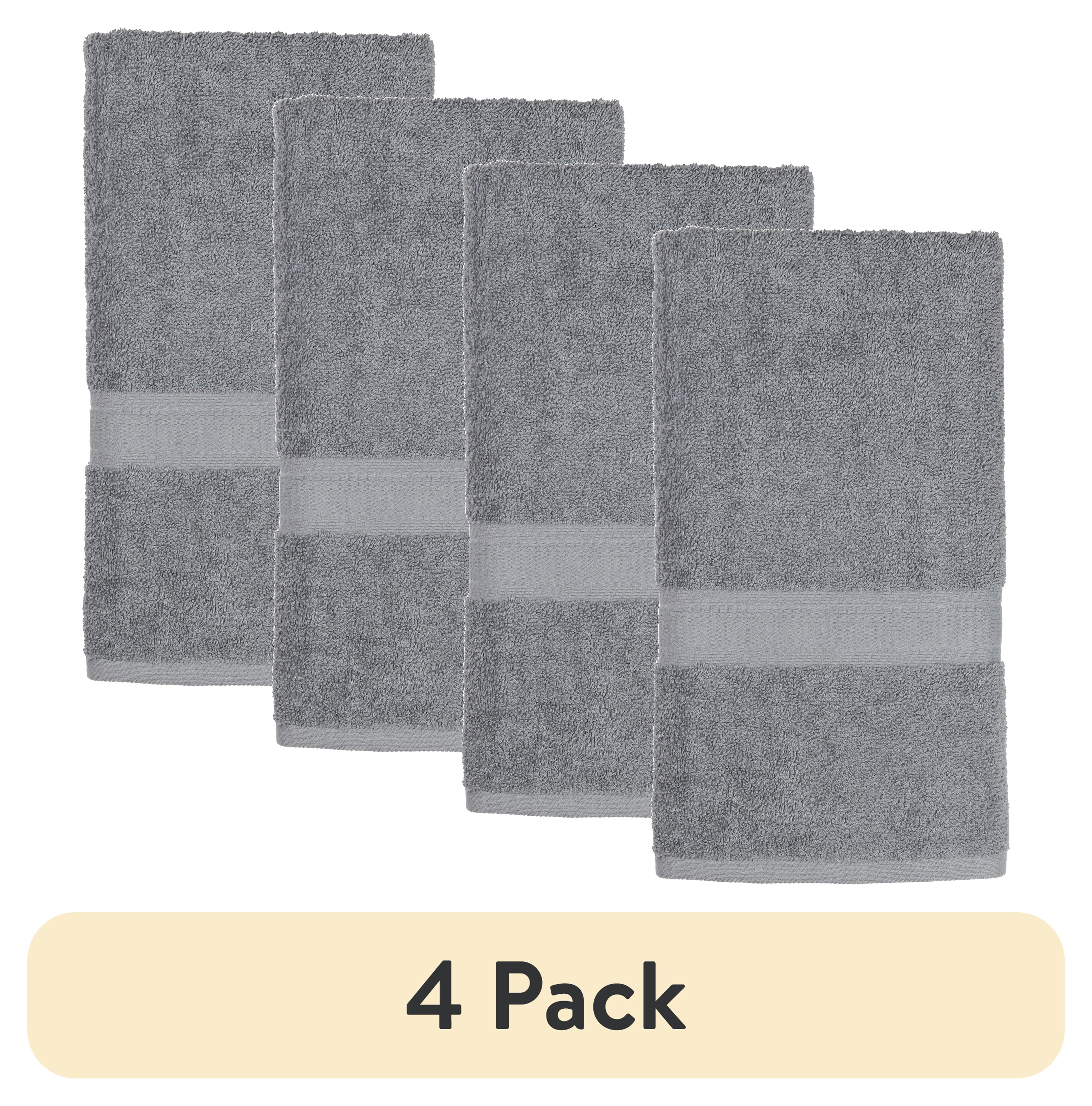 (4 Pack)  100% Cotton Hand Towel, Super Soft and Highly Absorbent Basic Solid Premium Hand Towel for Bathroom, Hotels, Spa and Gym – Grey
