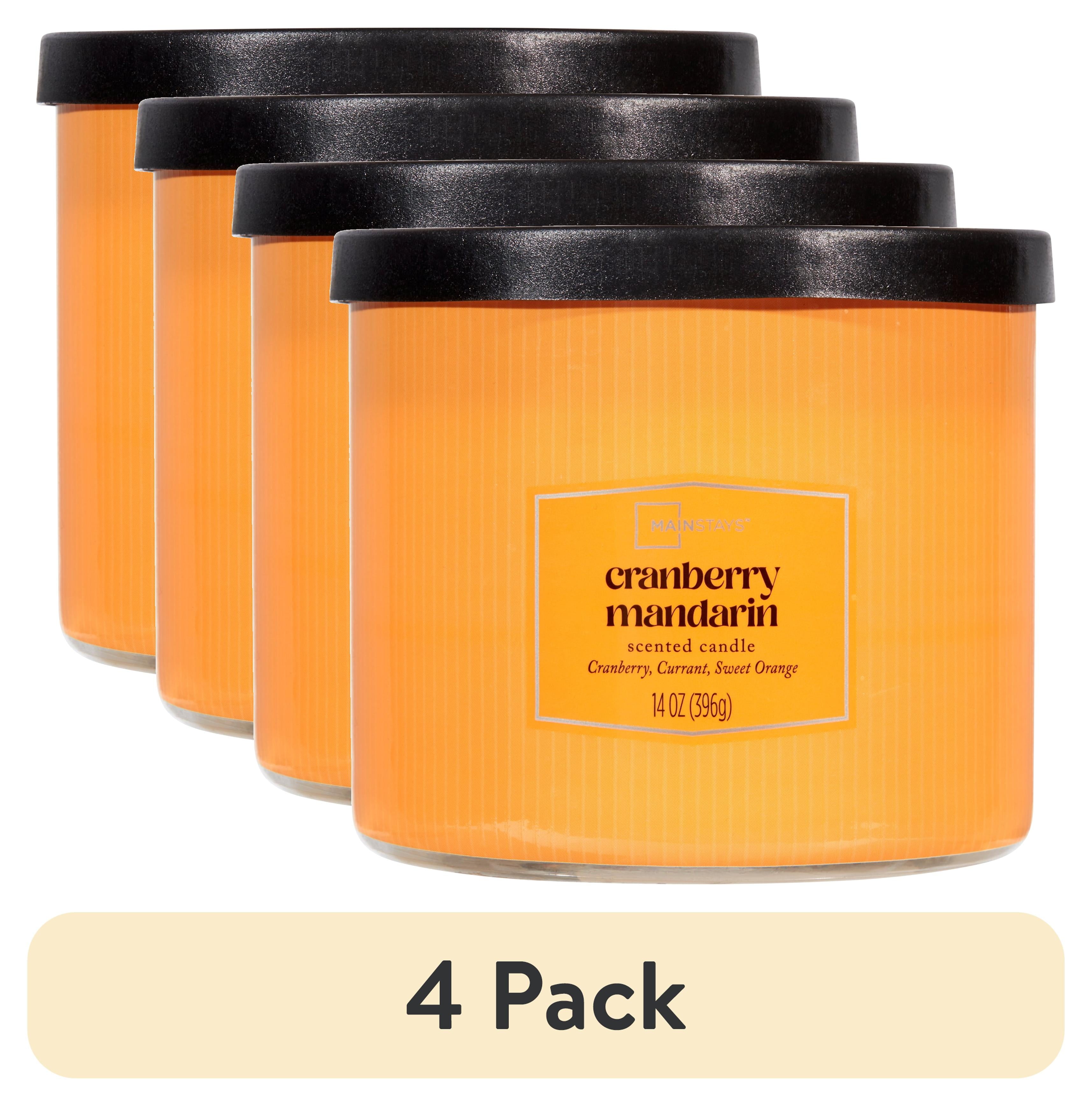 (1 Pack)  3-Wick Textured Wrapped Cranberry Mandarin Scented Candle, 14 Oz