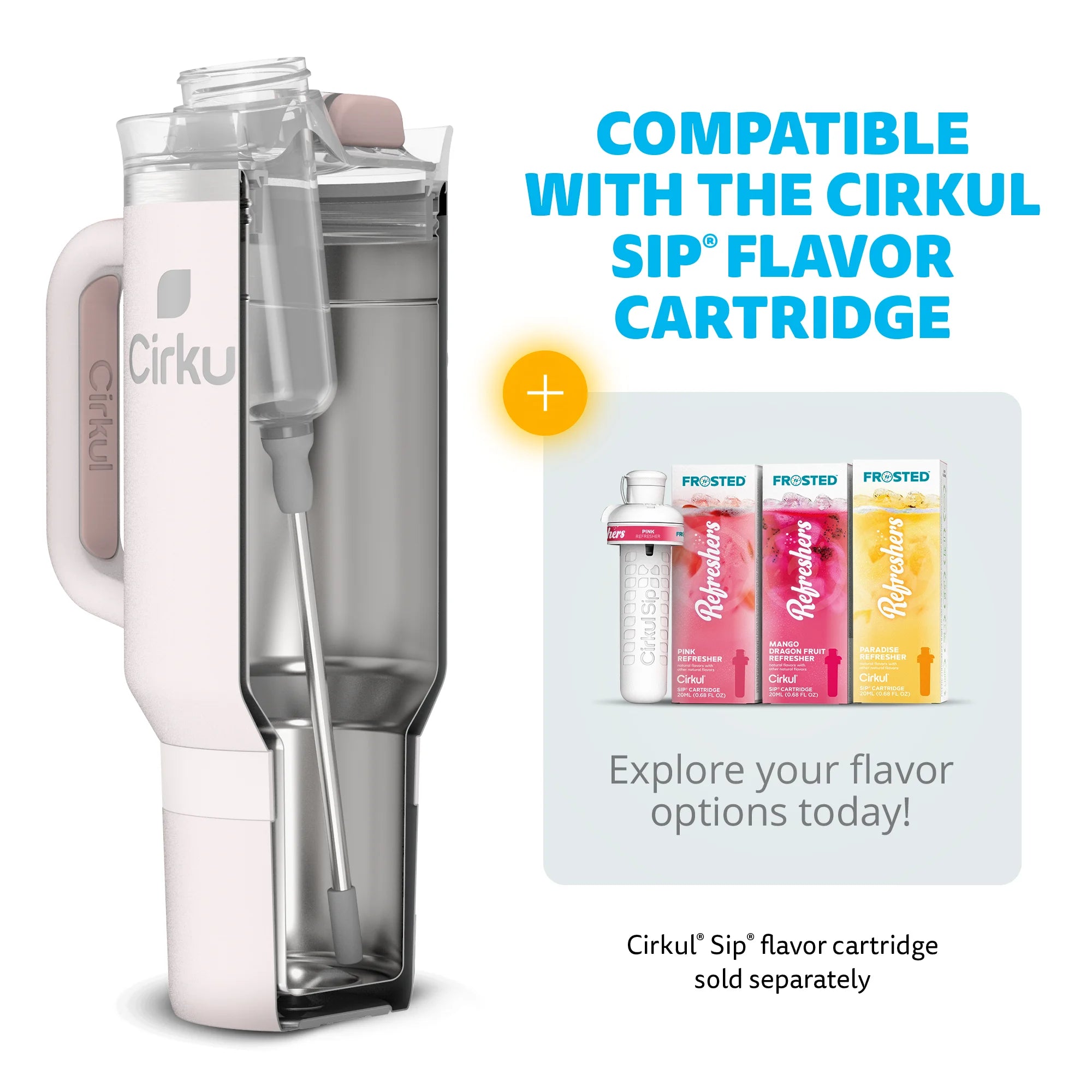 40Oz All-Day Strawsip Double-Wall Insulated Stainless Steel Tumbler with Handle, Cherry Blossom (Light Pink)