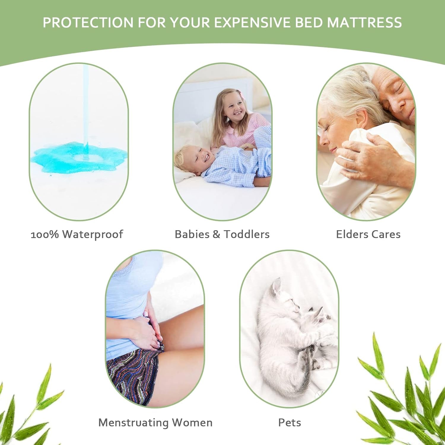 Waterproof Mattress Protector Twin Size, Skin Friendly and Breathable Twin Mattress Cover for Kids, Viscose Jersey Mattress Pad with 14" Deep Pocket