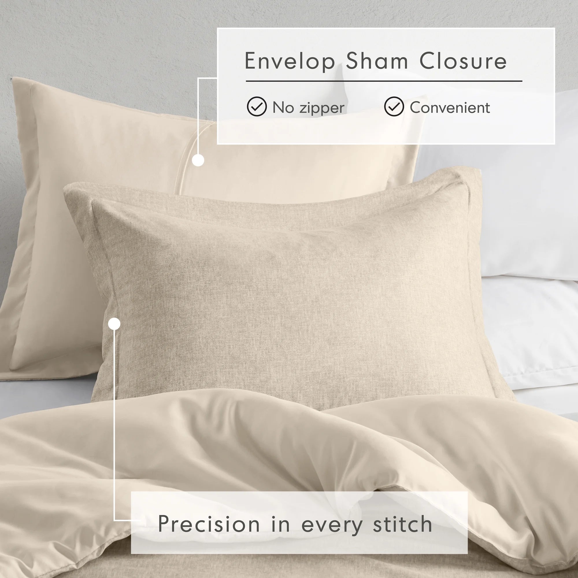 Full/Queen Comforter Sets, Reversible 3 Piece Extra Soft Bedding Set, Chambray Print Neutral Comforter Bed Set with Pillow Shams