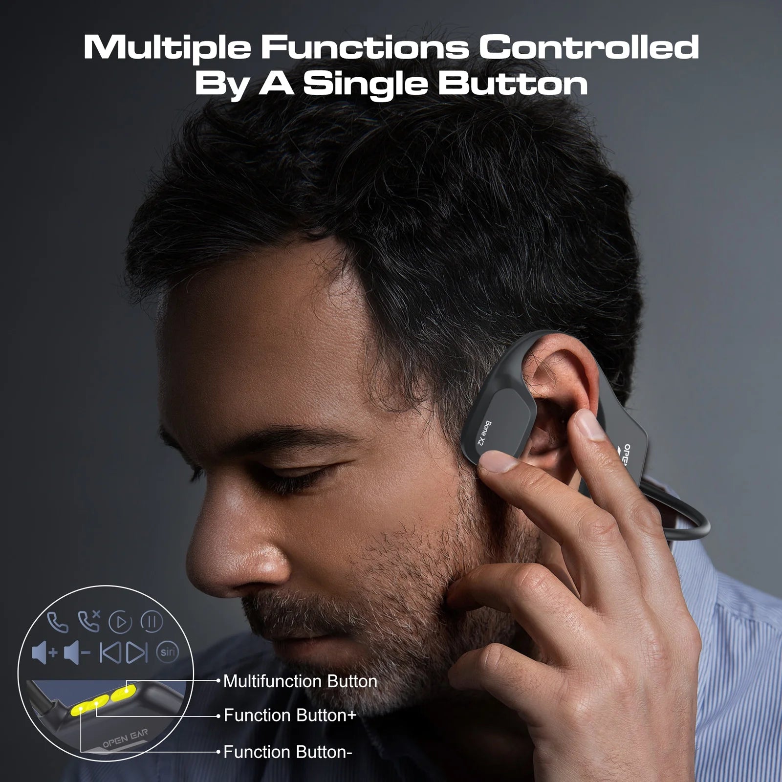 Bone Conduction Swim Headphones, Open Ear Wireless Bluetooth Headsets, IP68 Headphones with Bluetooth 5.3 and 8GB MP3 Player for Run, Hike