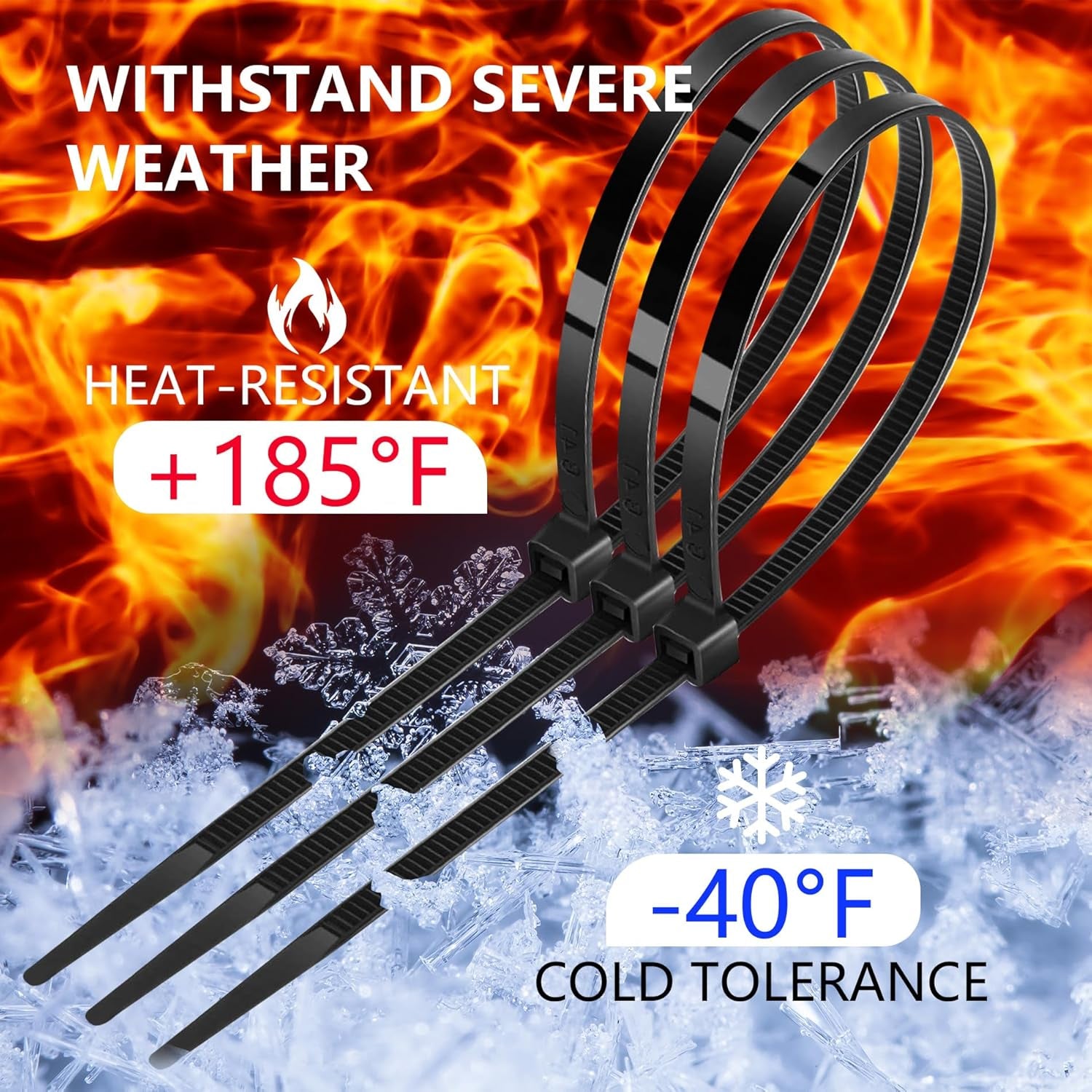 200Pcs Zip Ties 8 Inch Black, Heavy Duty Zip Tie, 50Lb Strength Cable Ties, Industrial Nylon Wire Tie Wraps for Garage and Workshop.