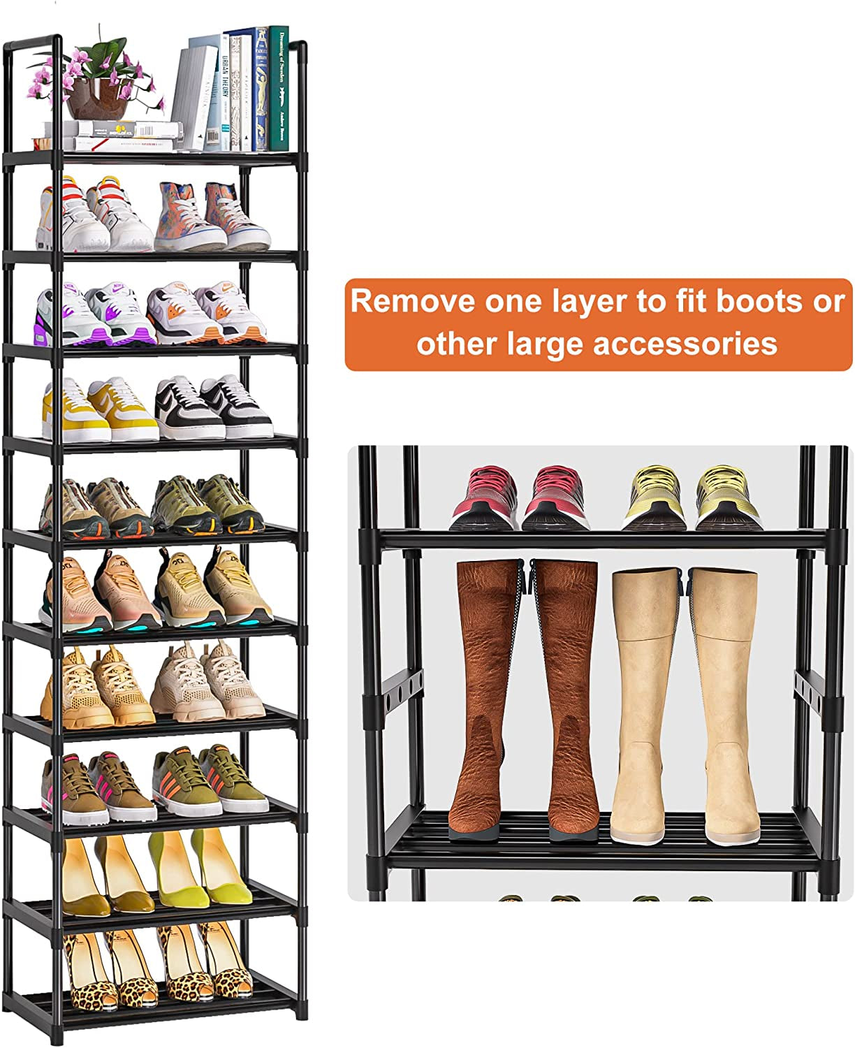 Shoe Rack, Sturdy Metal Shoe Rack Organizer,Narrow Shoe Racks for Closets,Shoes Rack,Shoe Stand,Shoe Shelf