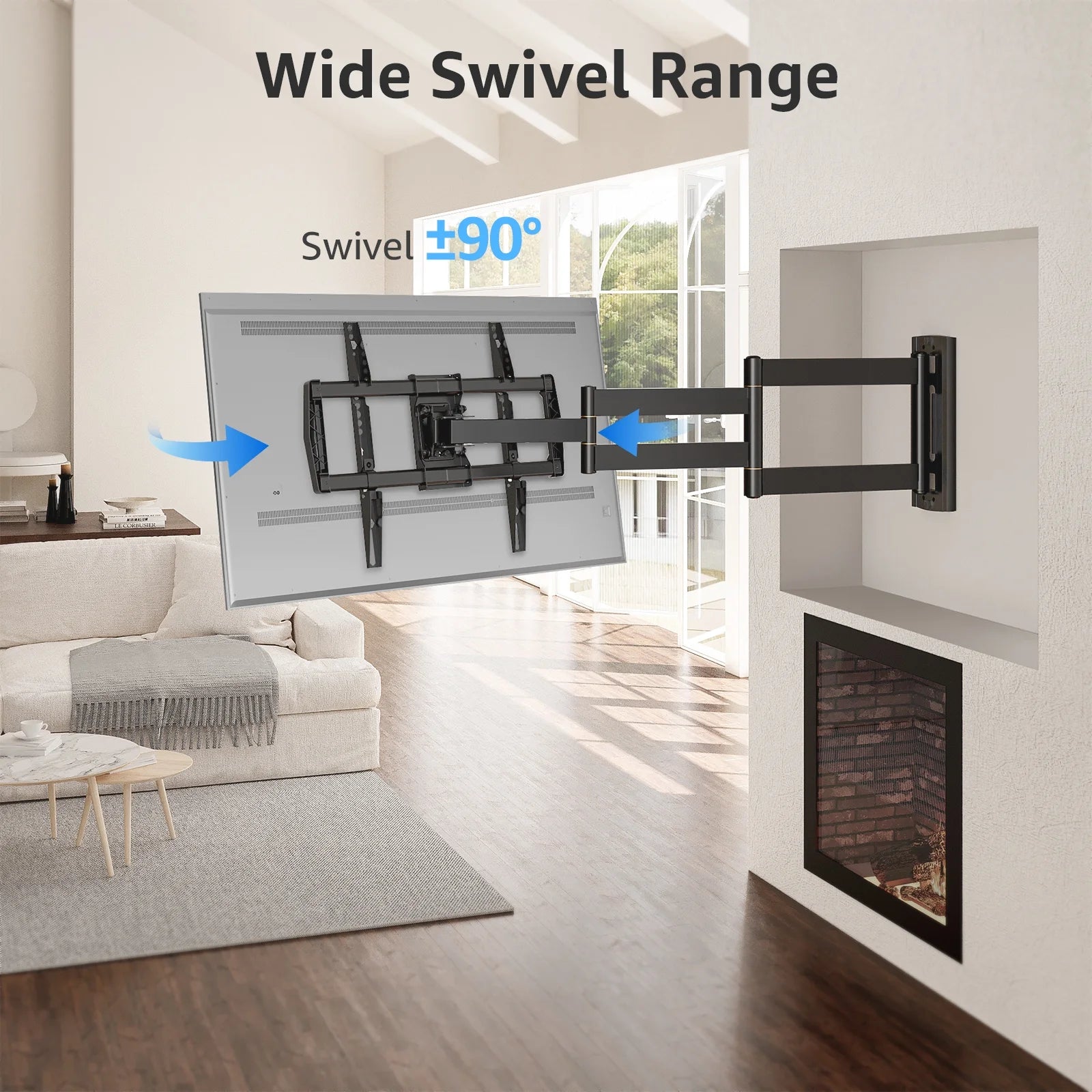 Full Motion Long Arm TV Wall Mount for 42"-75" Tvs, Corner TV Mount with 37.9" Extension Arm, TV Bracket with Articulating Swivel Tilt Single Stud, Max 600X400Mm, up to 99 Lbs
