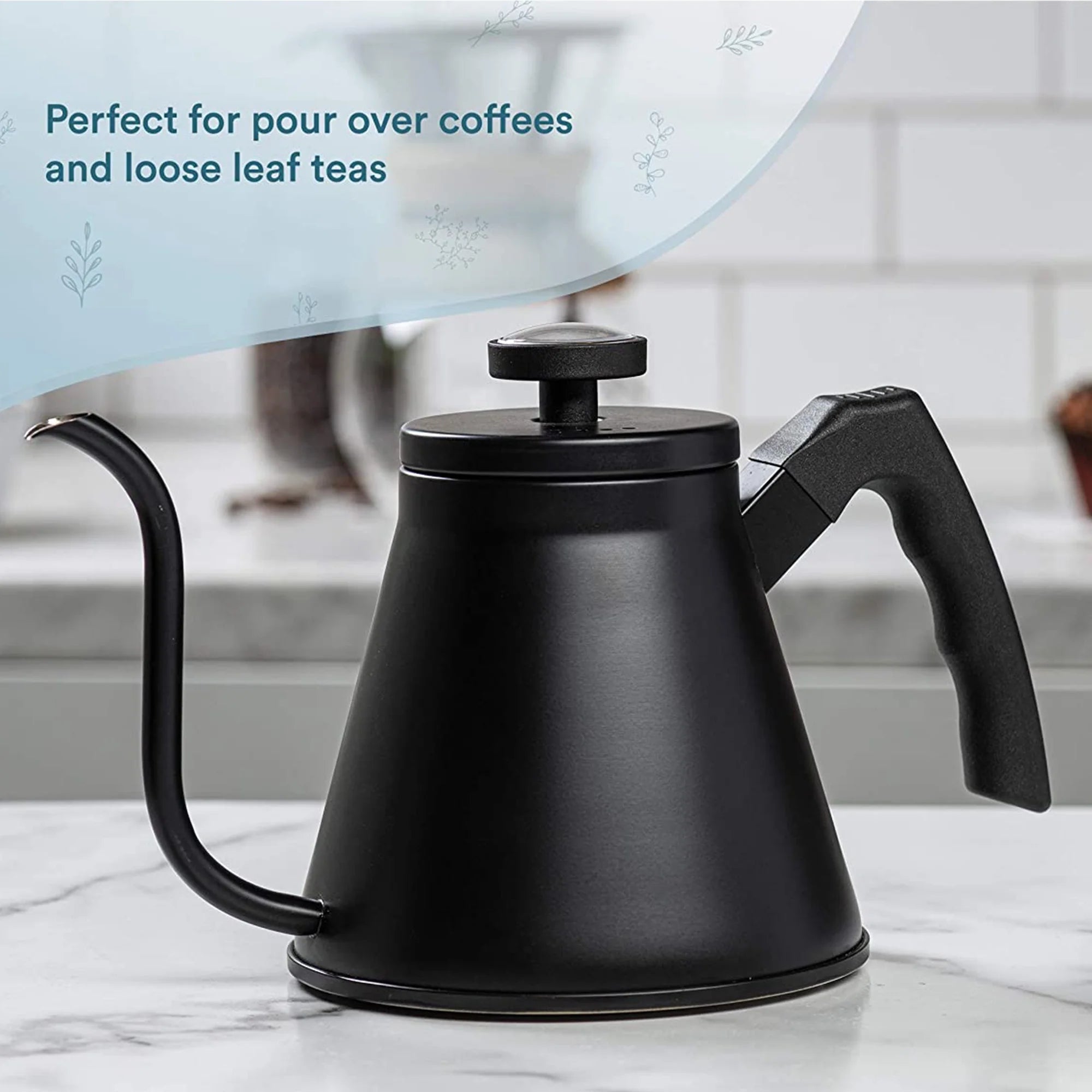 27 Oz Stainless Steel Stove Top Gooseneck Kettle with Temperature Thermometer