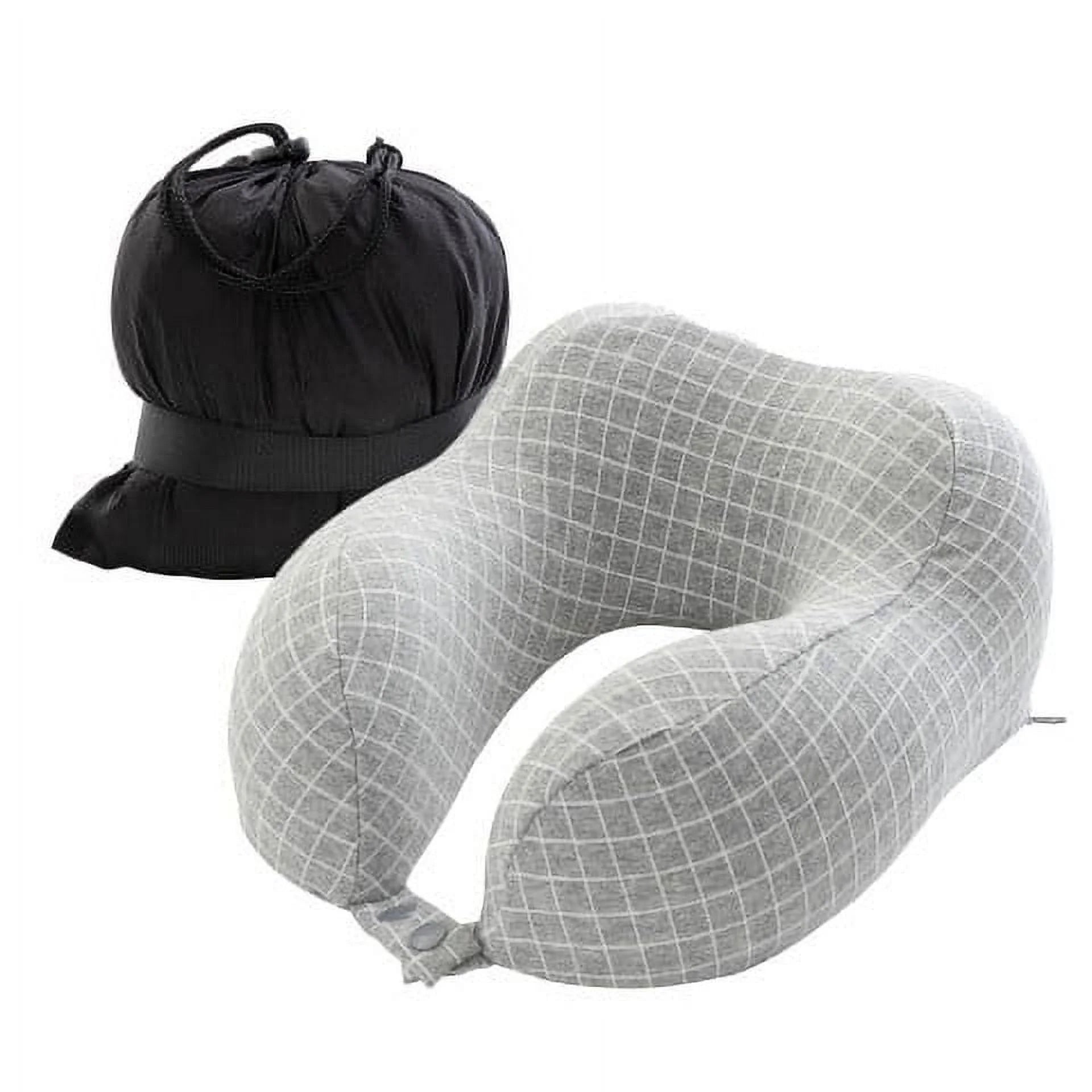 5-Inch 1-Lb Memory Foam Travel Pillow with Washable Cover (Gray)