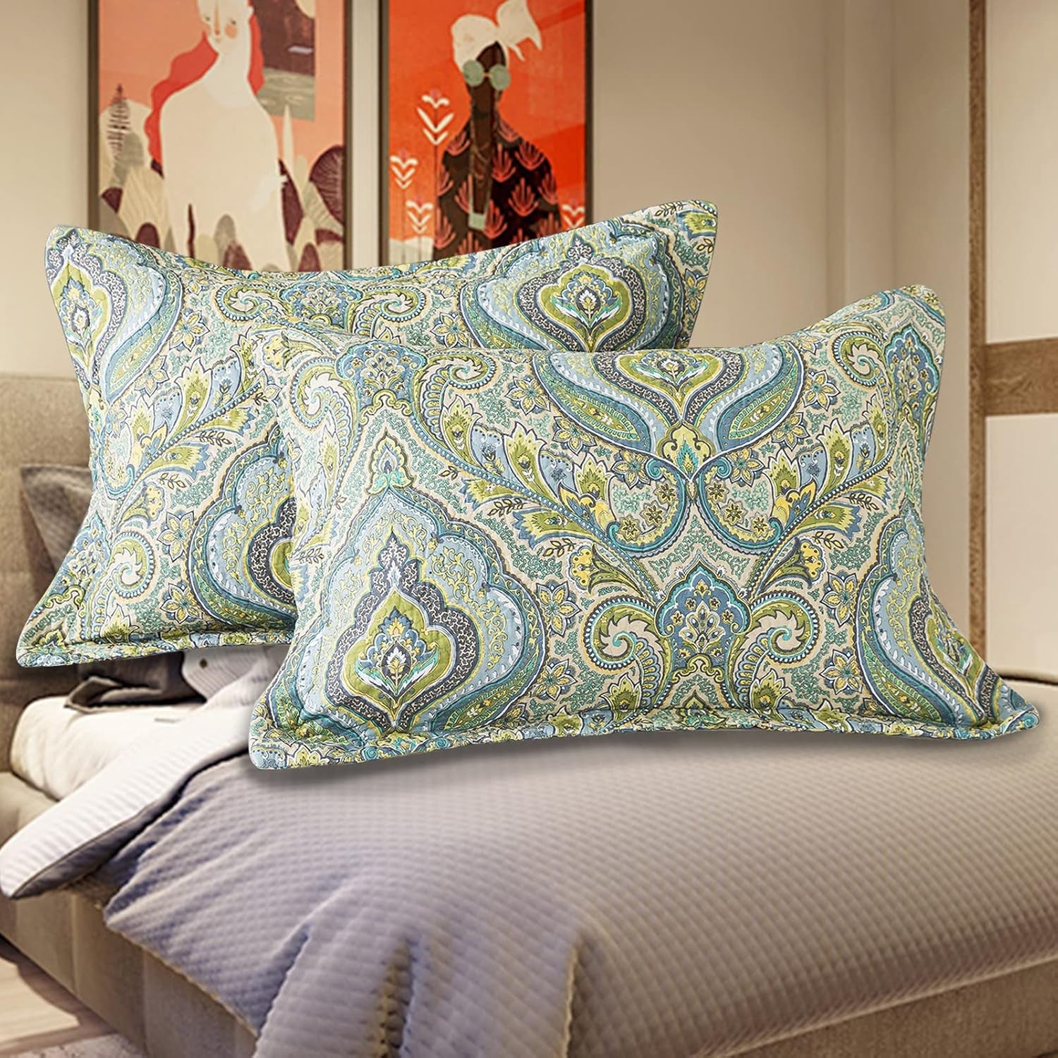 Quilts Set Bedspread Soft Quilt 1 2 Pillow Sham (Gorgeous European Floral Pattern, King (98" × 106"))